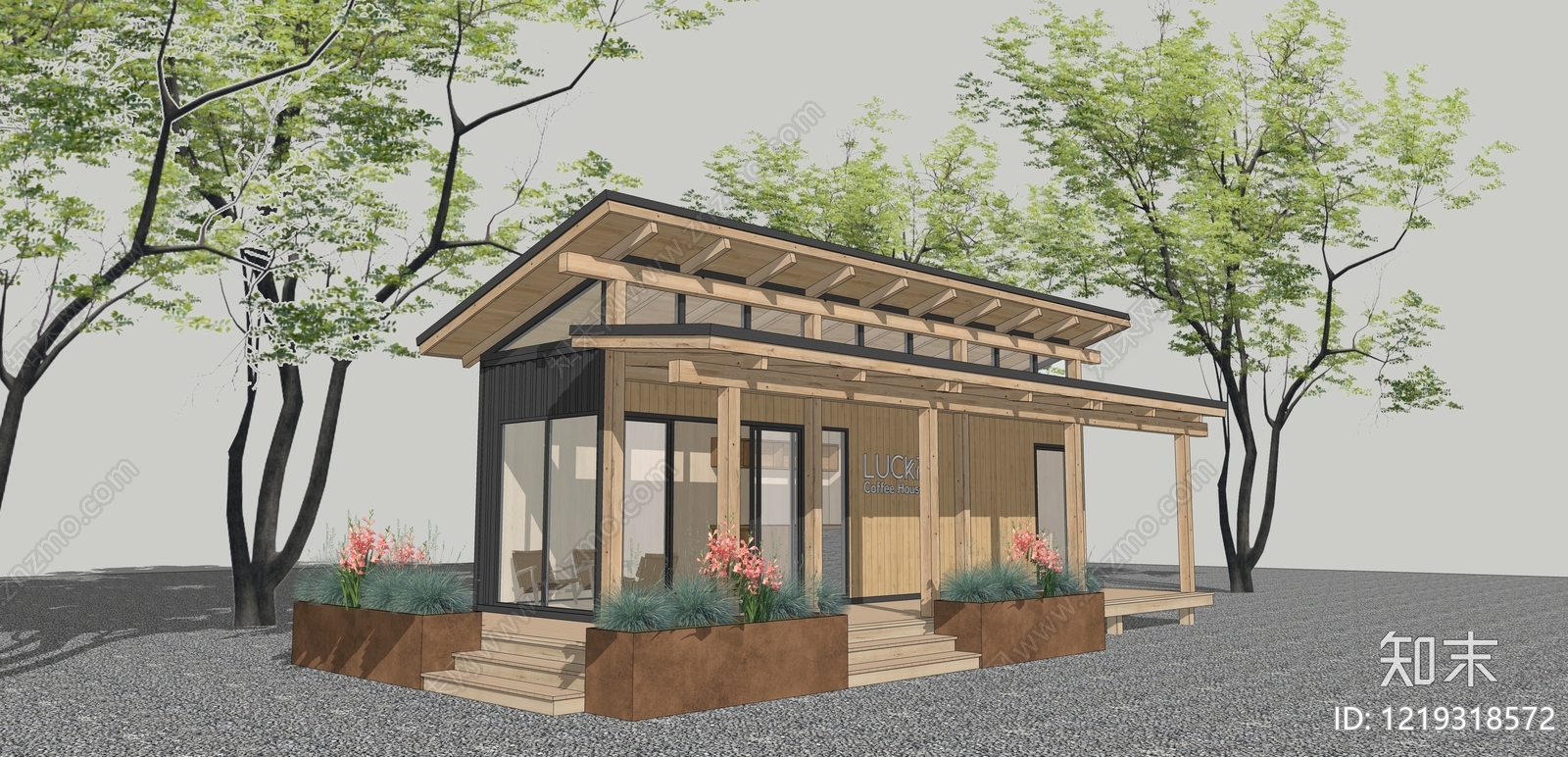 日式餐饮建筑SU模型草图
