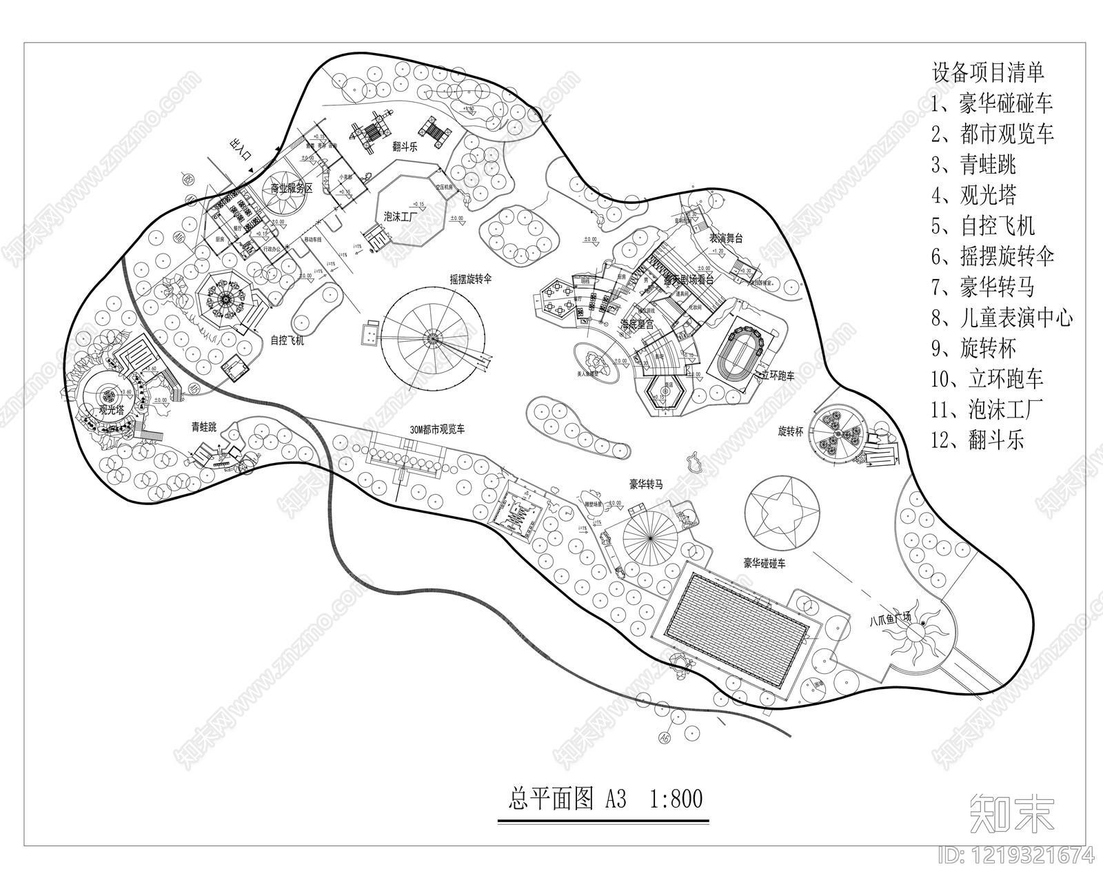 综合性公园cad施工图下载【ID:1219321674】