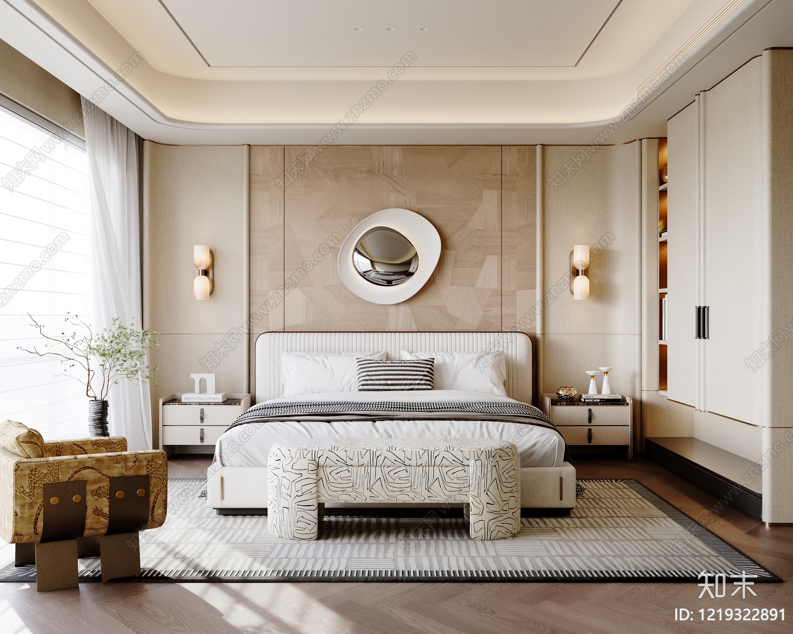 轻奢家居卧室SU模型下载【ID:1219322891】