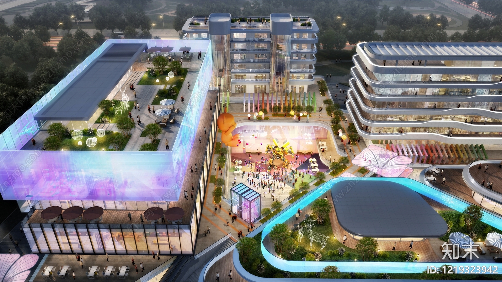 现代主义商业综合体3D模型下载【ID:1219323942】