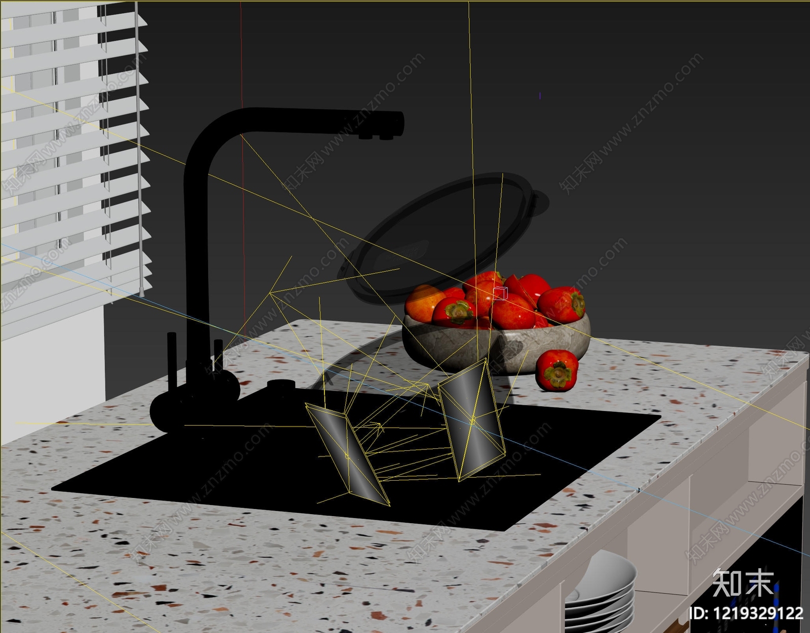 奶油风开放式厨房3D模型下载【ID:1219329122】