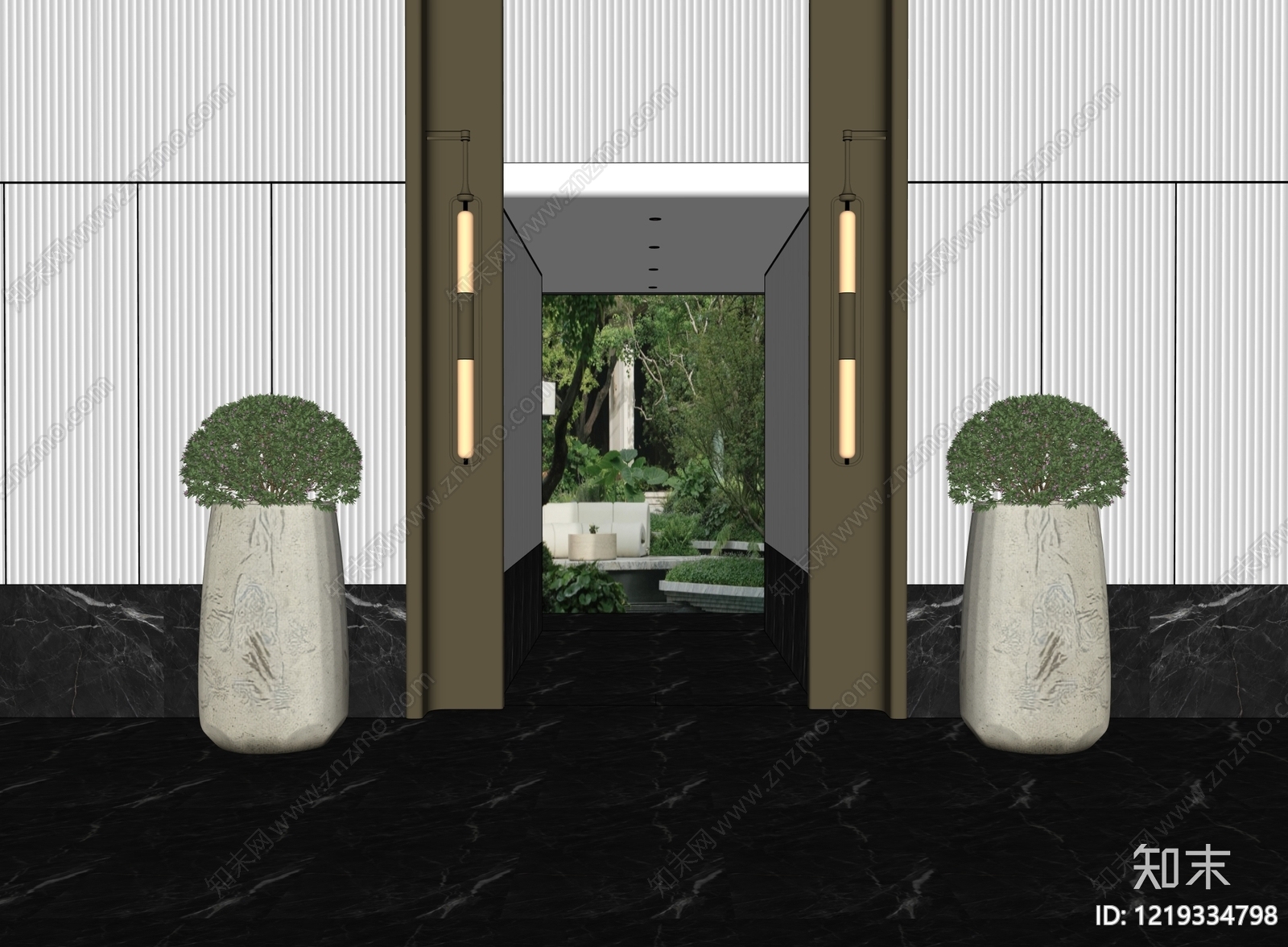 现代简约花钵花器SU模型下载【ID:1219334798】