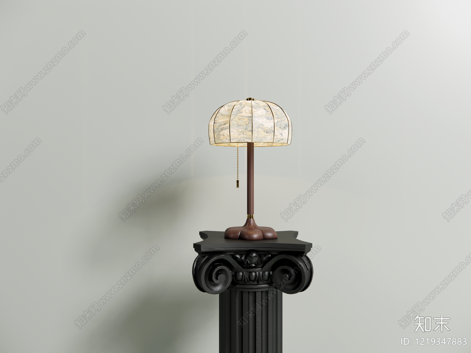 中古风台灯SU模型下载【ID:1219347883】