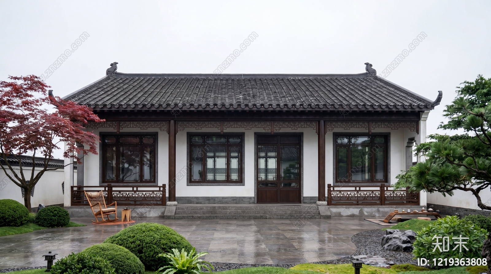 新中式四合院SU模型草图