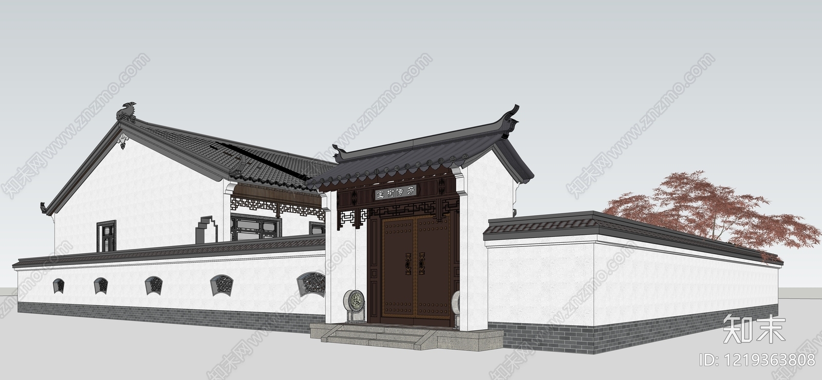 新中式四合院SU模型下载【ID:1219363808】
