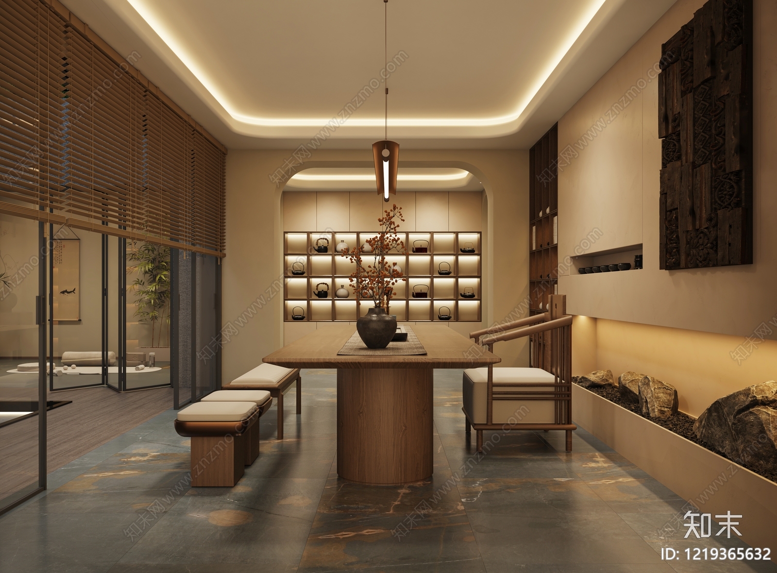 新中式茶室3D模型下载【ID:1219365632】