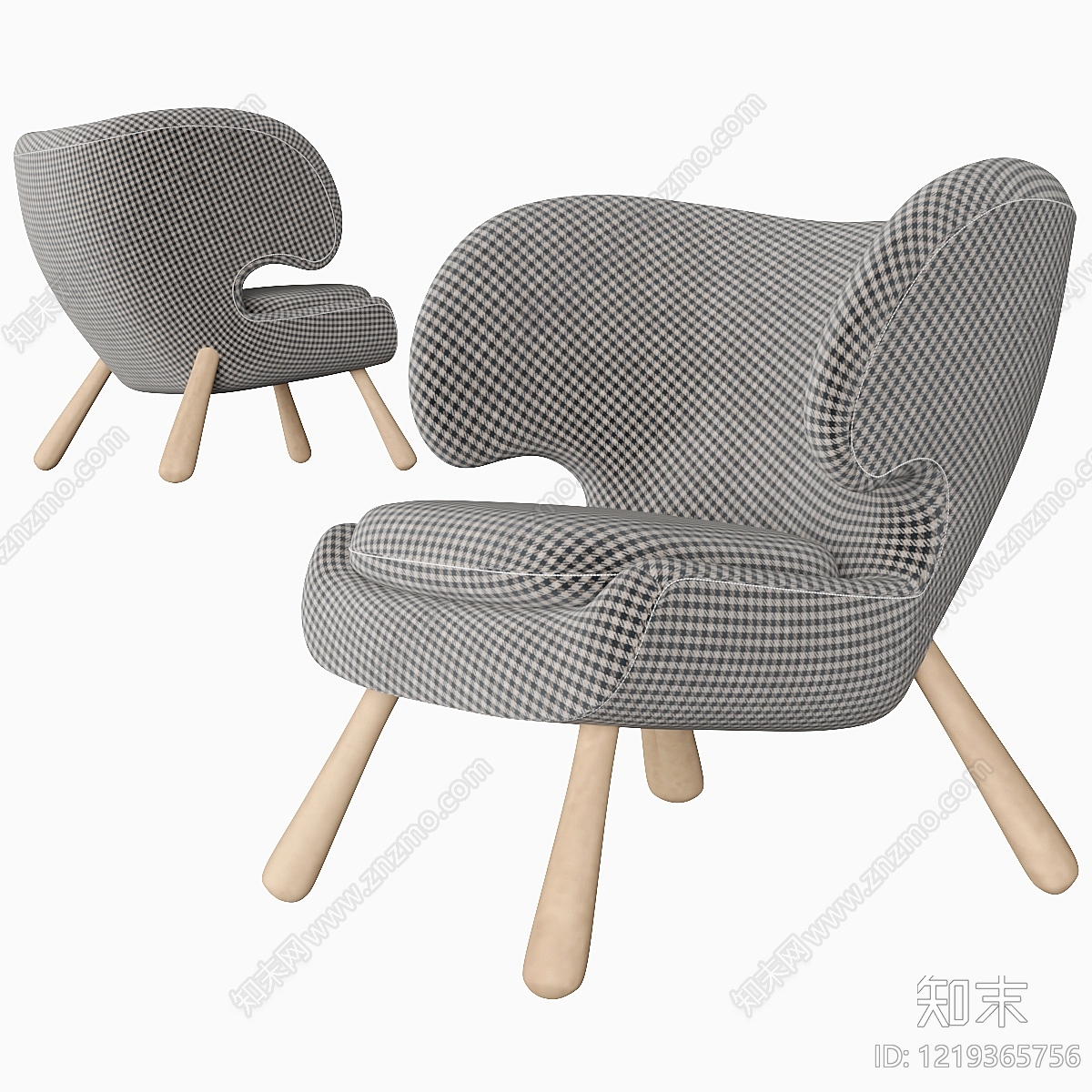 北欧休闲椅3D模型下载【ID:1219365756】
