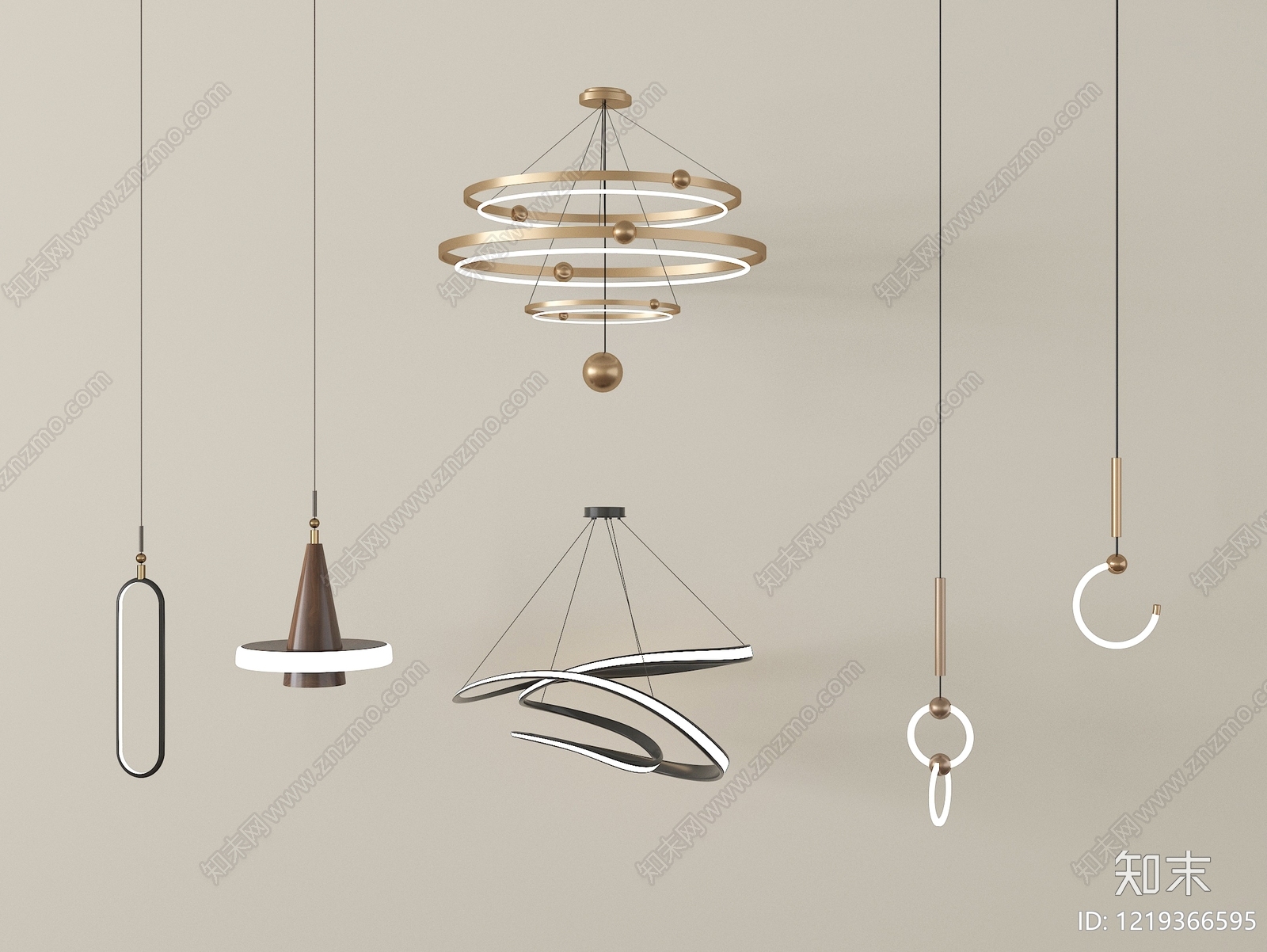 现代简约灯具组合3D模型下载【ID:1219366595】