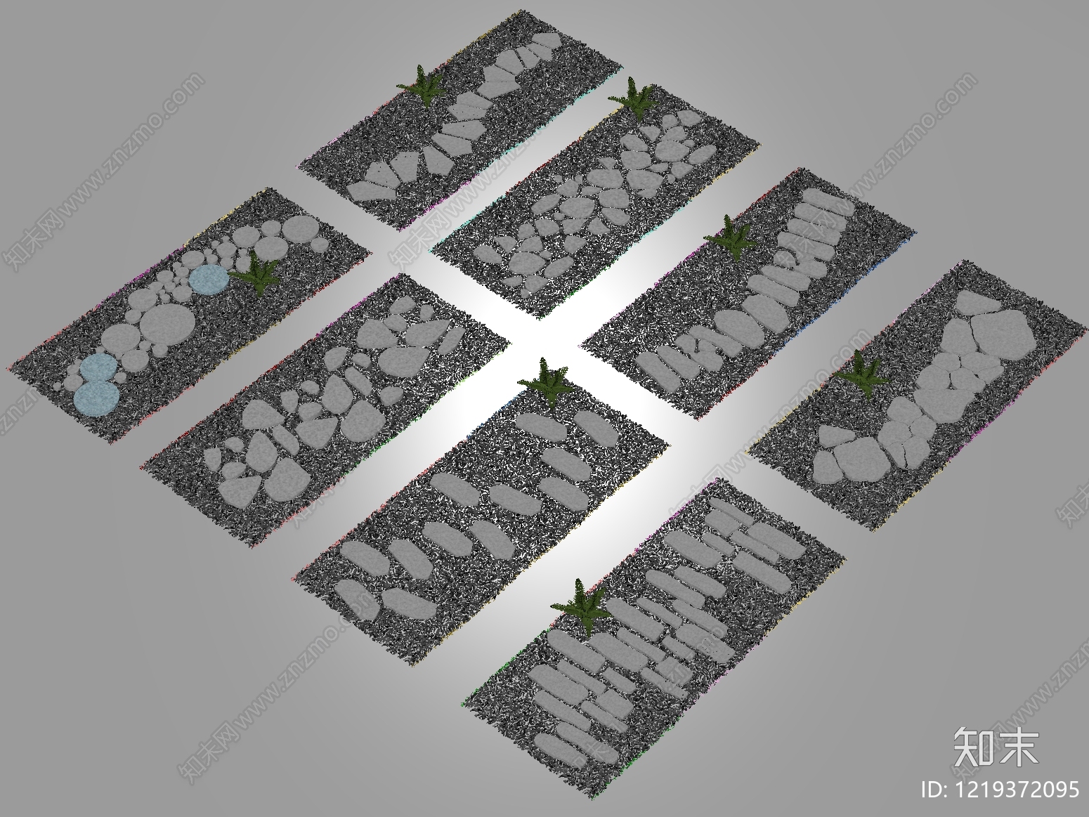 日式禅意汀步SU模型下载【ID:1219372095】