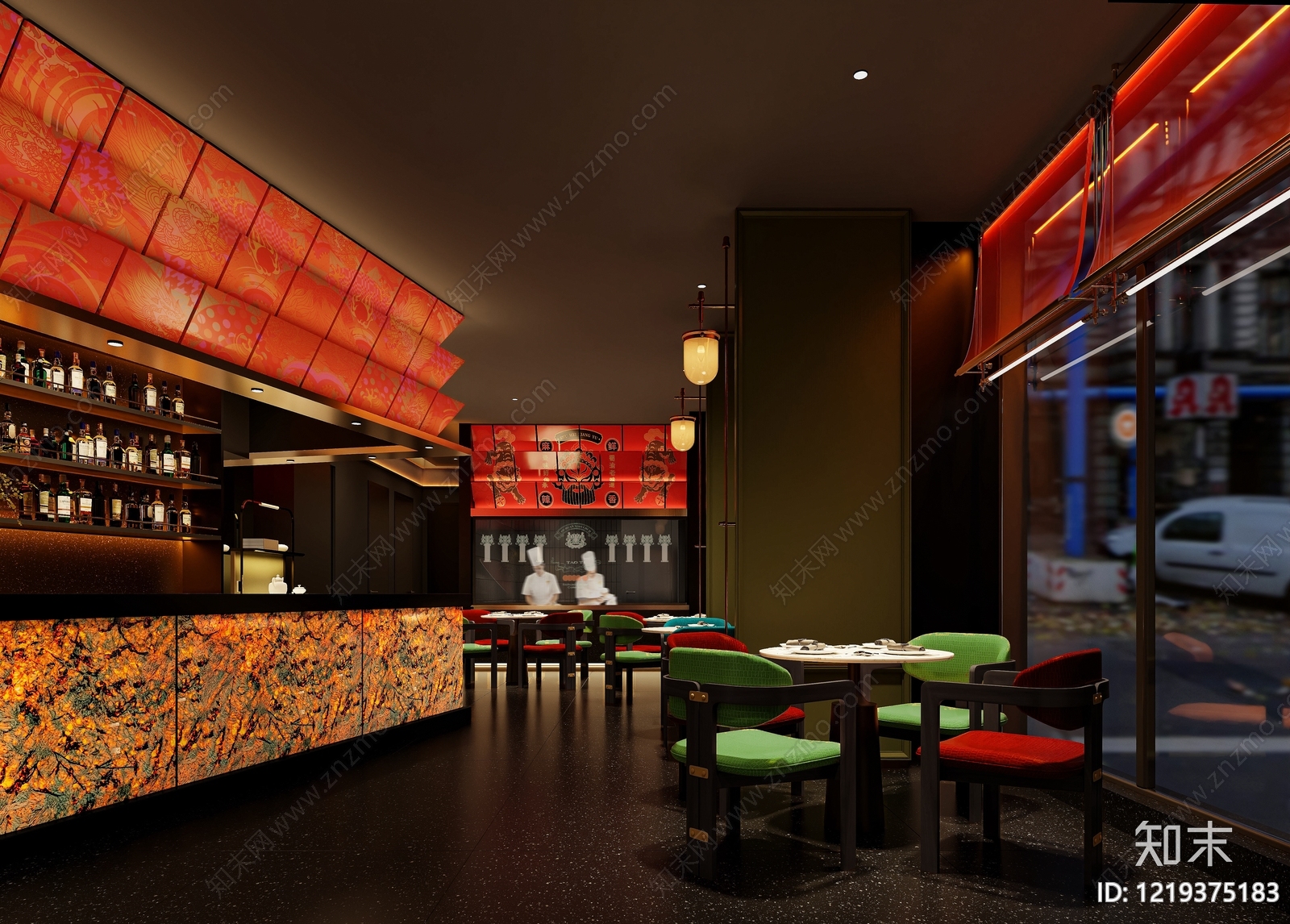 新中式中餐厅3D模型下载【ID:1219375183】