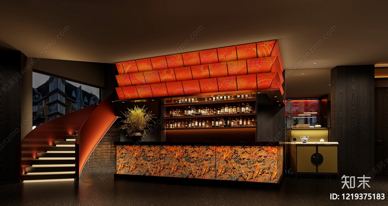 新中式中餐厅3D模型下载【ID:1219375183】