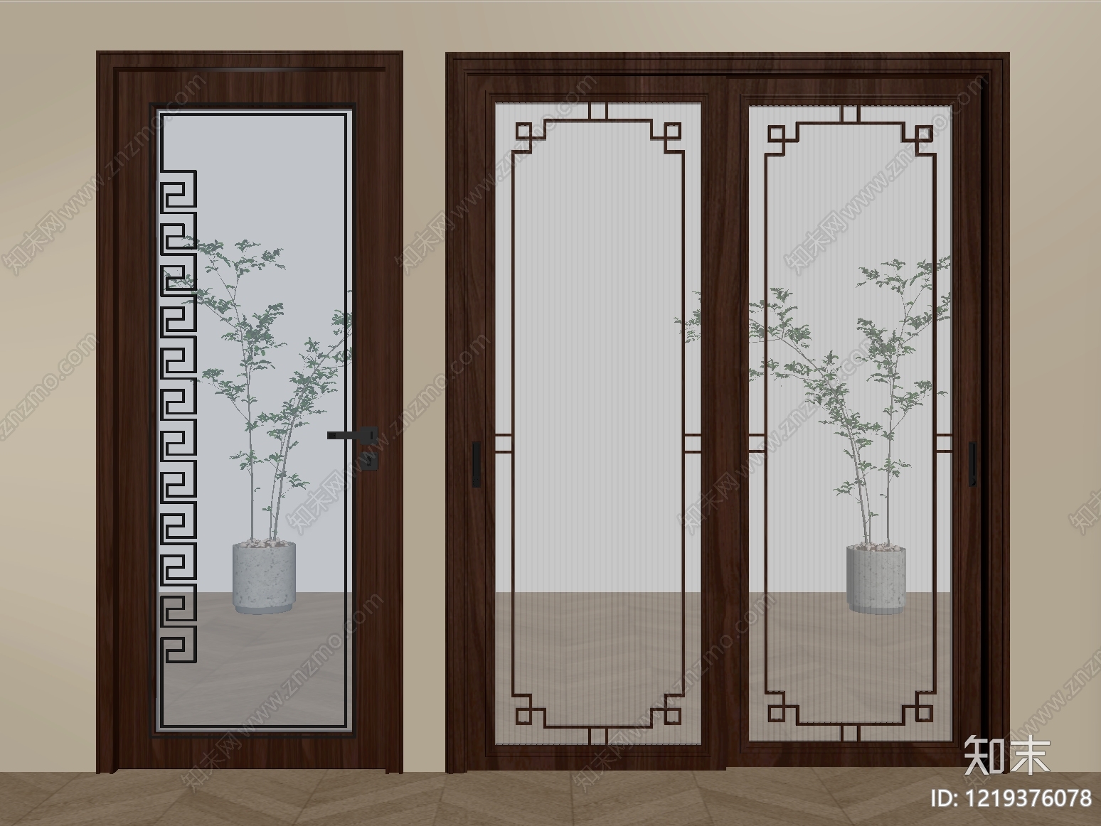 新中式单开门SU模型下载【ID:1219376078】