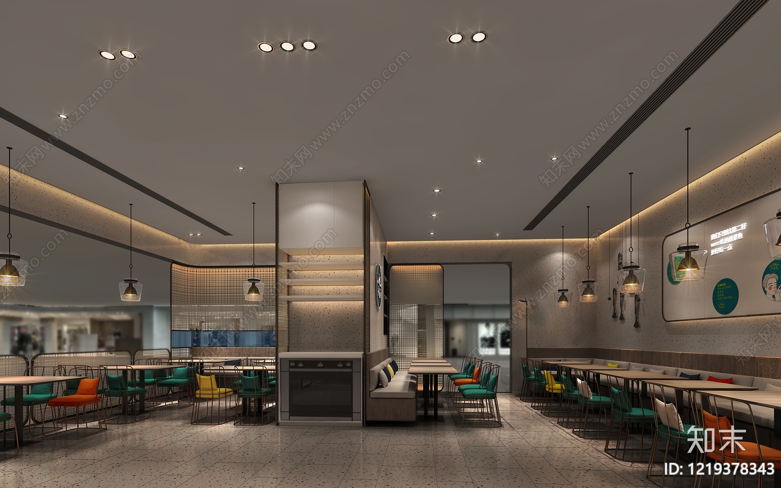 现代简约中餐厅3D模型下载【ID:1219378343】