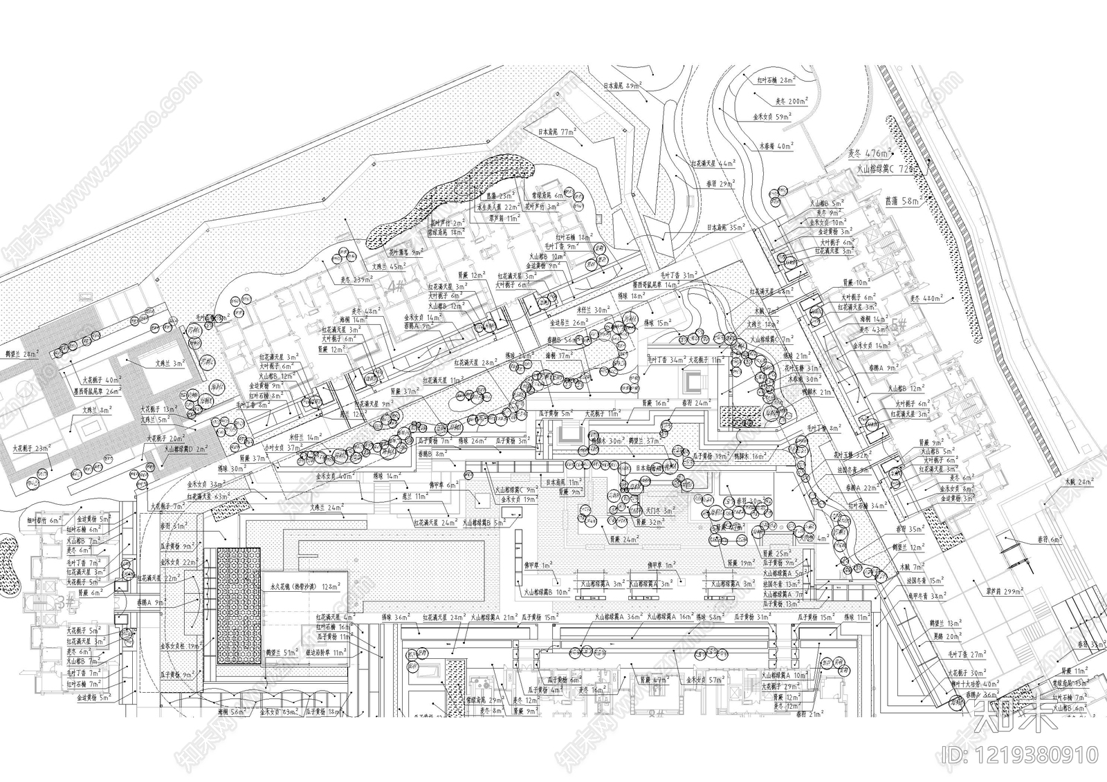 示范区景观cad施工图下载【ID:1219380910】