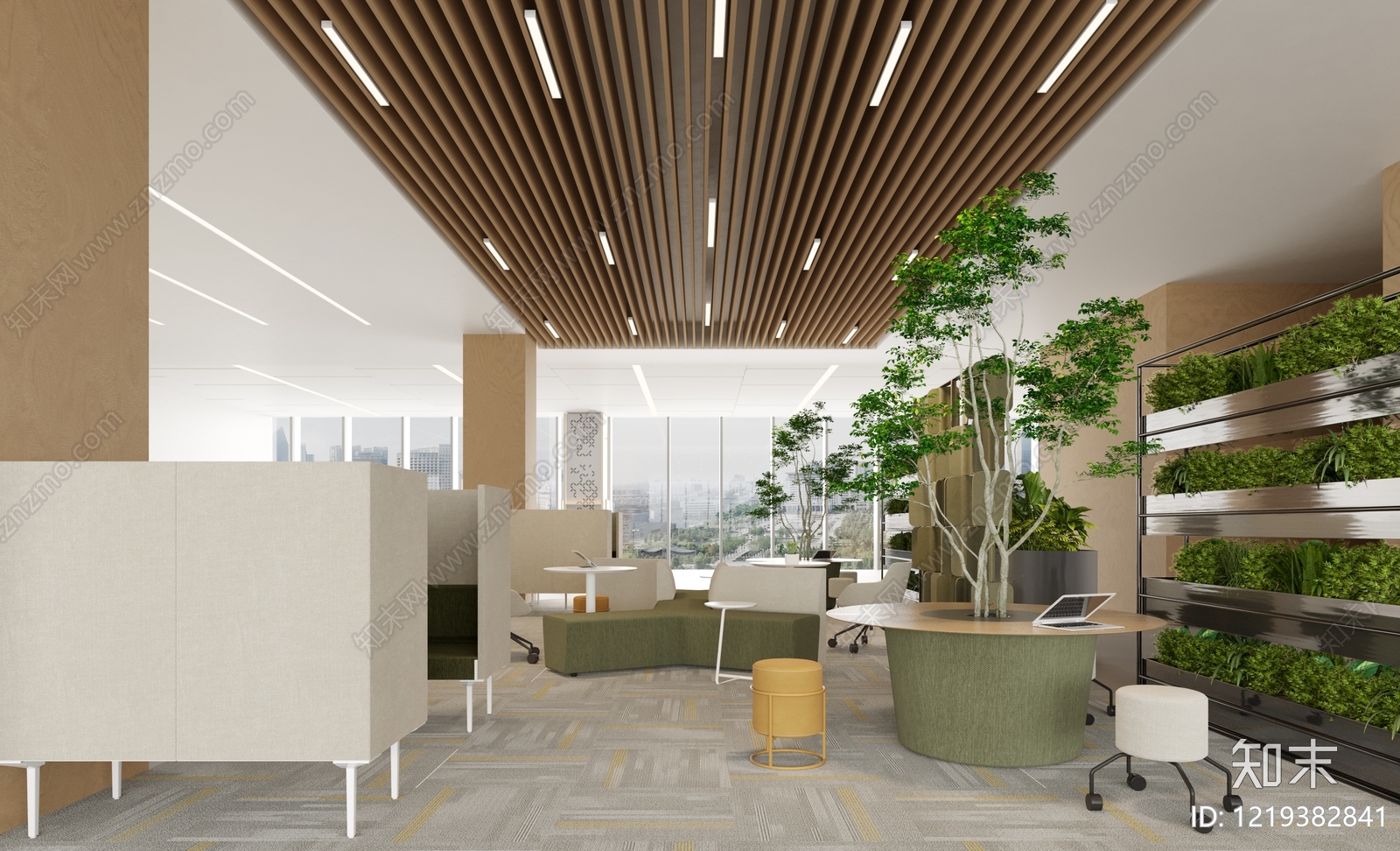 现代简约办公区3D模型下载【ID:1219382841】