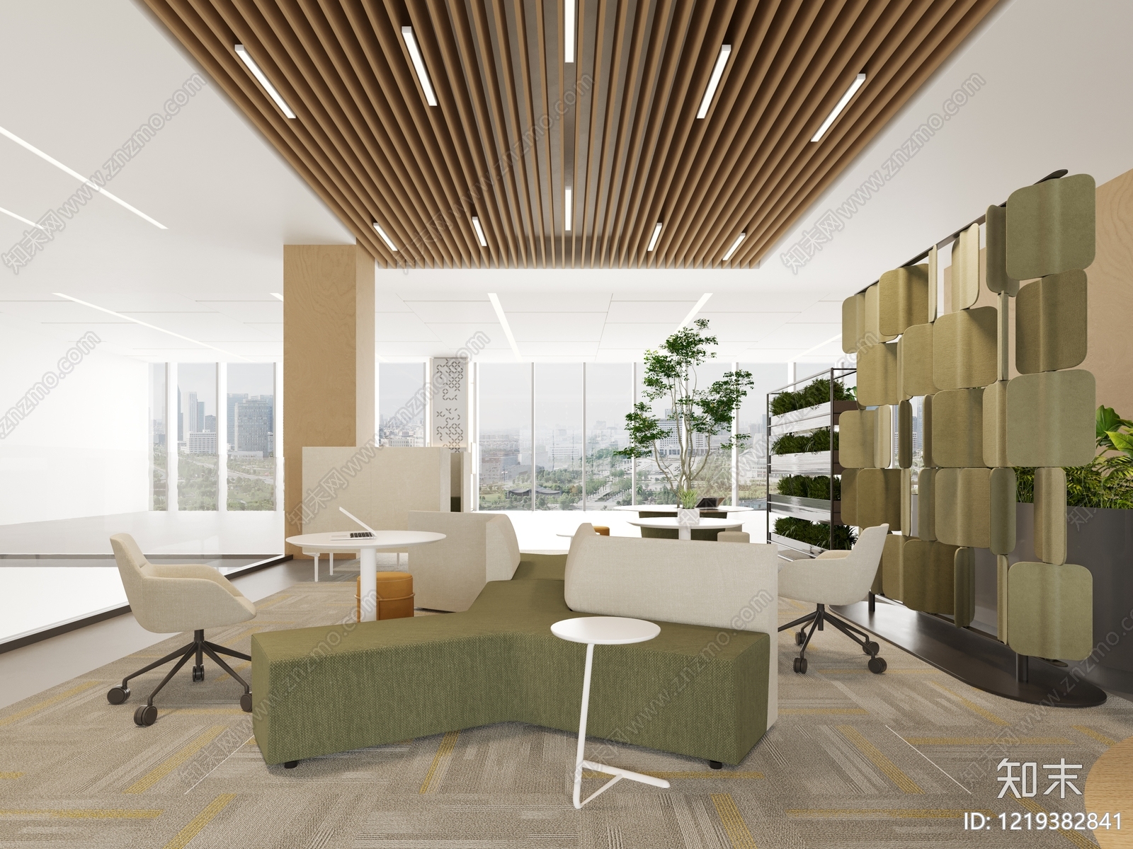 现代简约办公区3D模型下载【ID:1219382841】