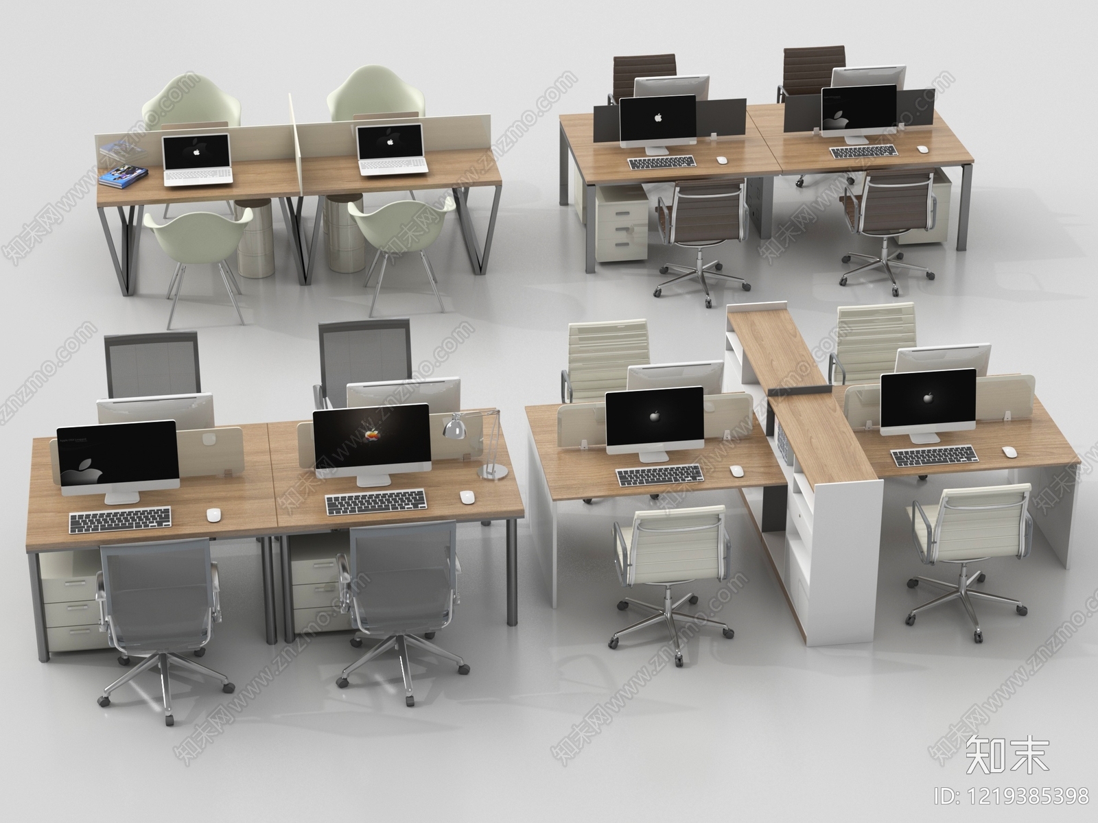 现代简约办公桌椅3D模型下载【ID:1219385398】