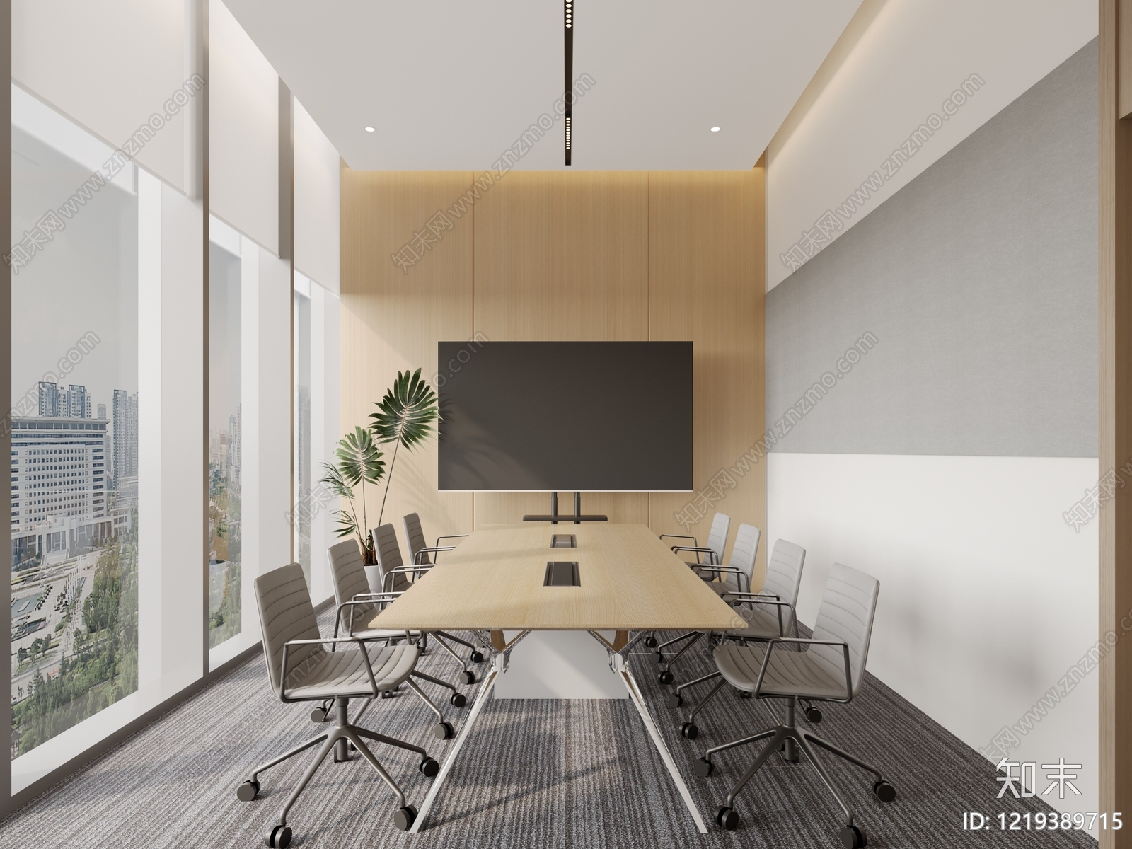 极简会议室3D模型下载【ID:1219389715】