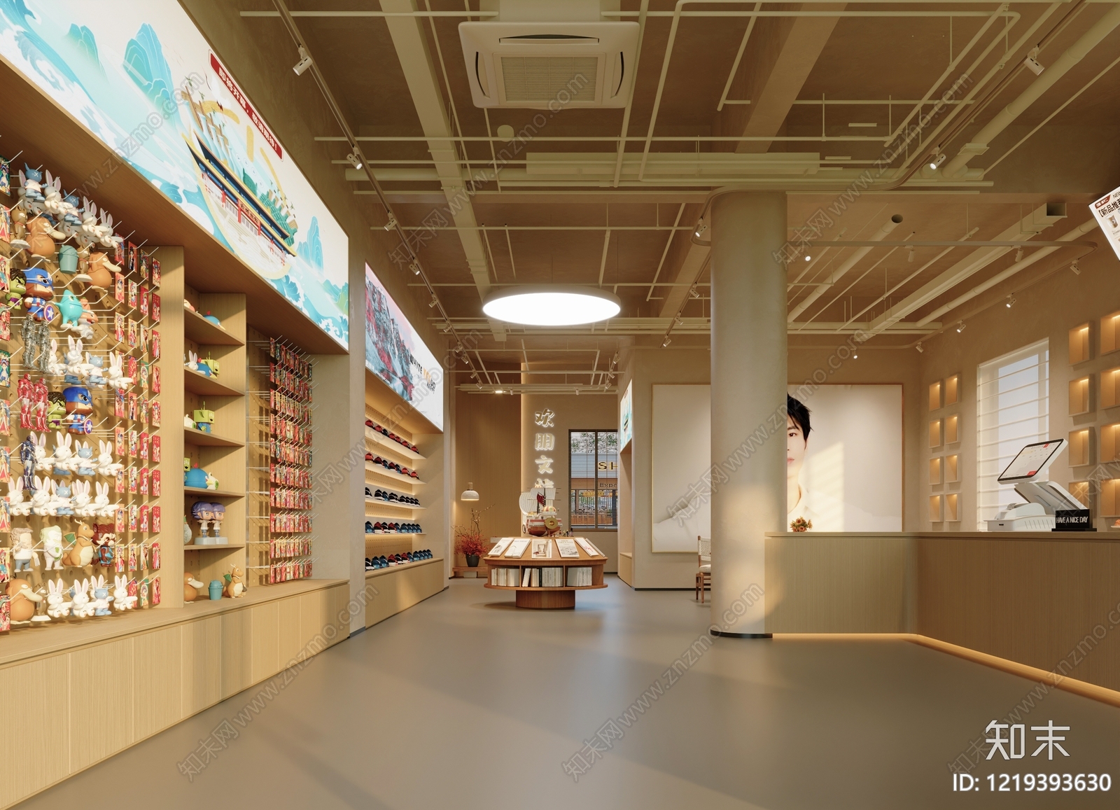 奶油风玩具礼品店3D模型渲染效果图