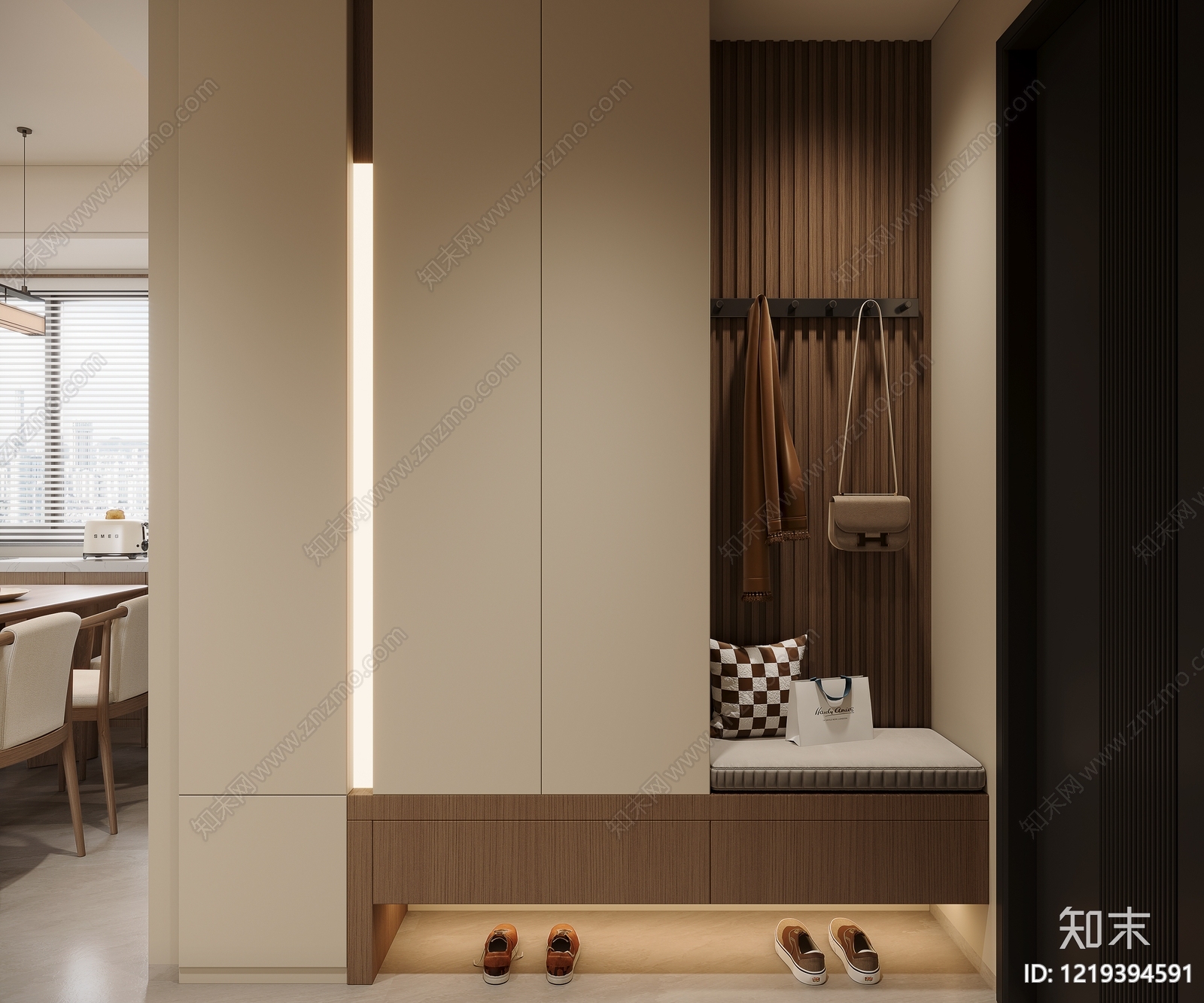 奶油风玄关3D模型下载【ID:1219394591】