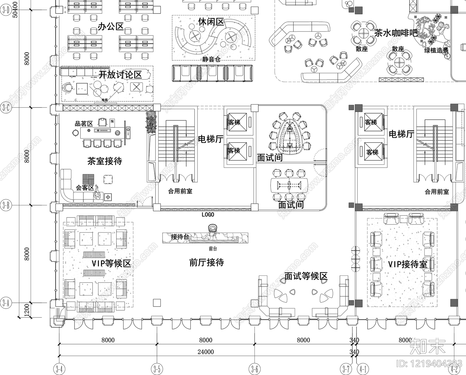 整体办公空间cad施工图下载【ID:1219404283】