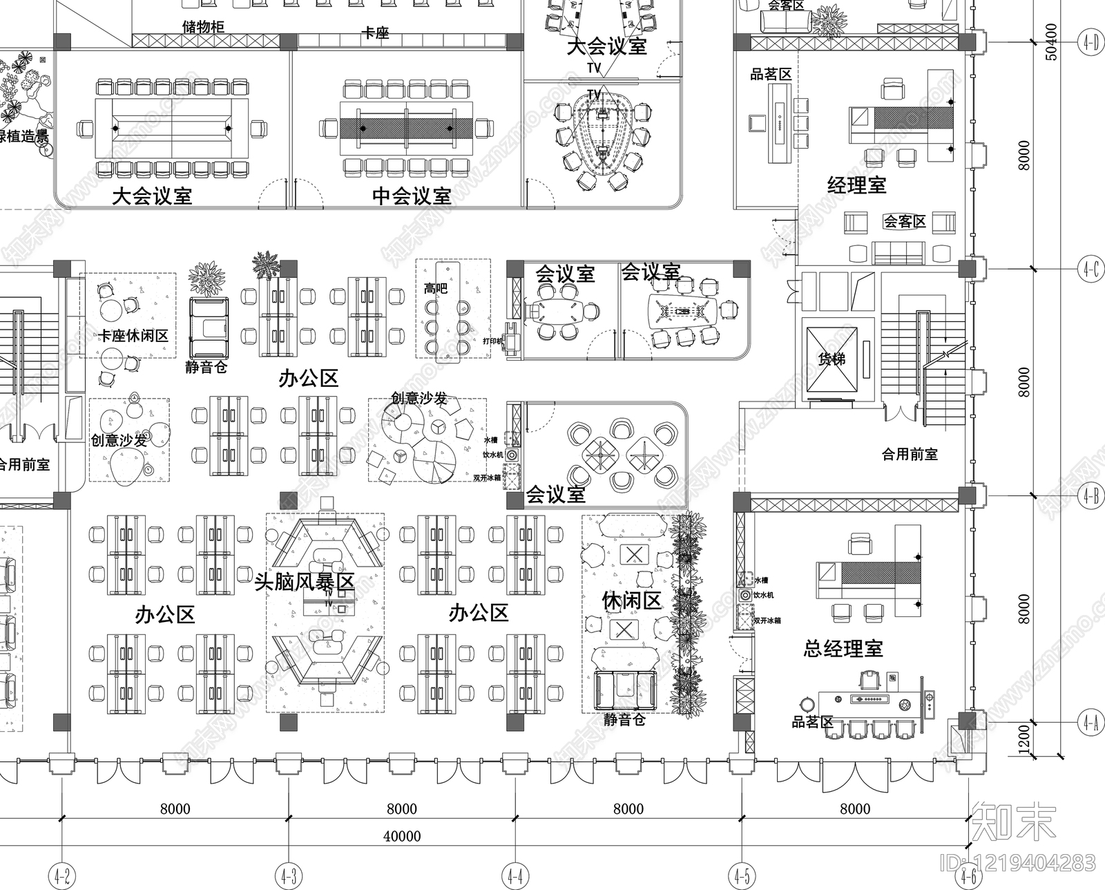 整体办公空间cad施工图下载【ID:1219404283】