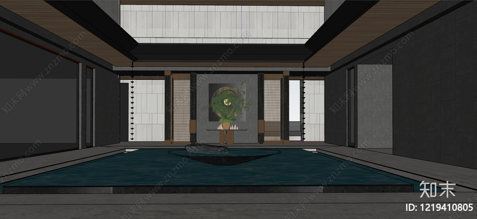 新中式售楼处SU模型下载【ID:1219410805】