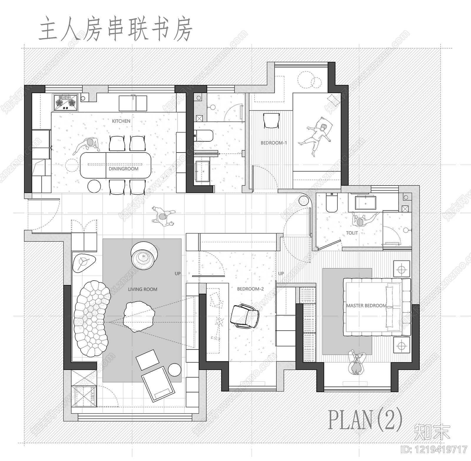 小户型平层cad施工图下载【ID:1219419717】