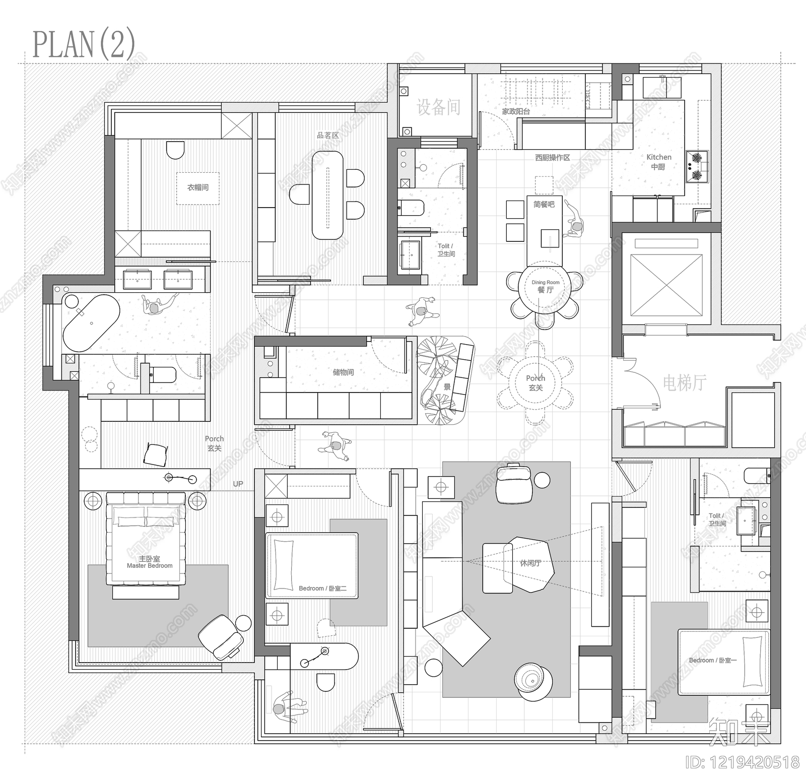 大平层cad施工图下载【ID:1219420518】