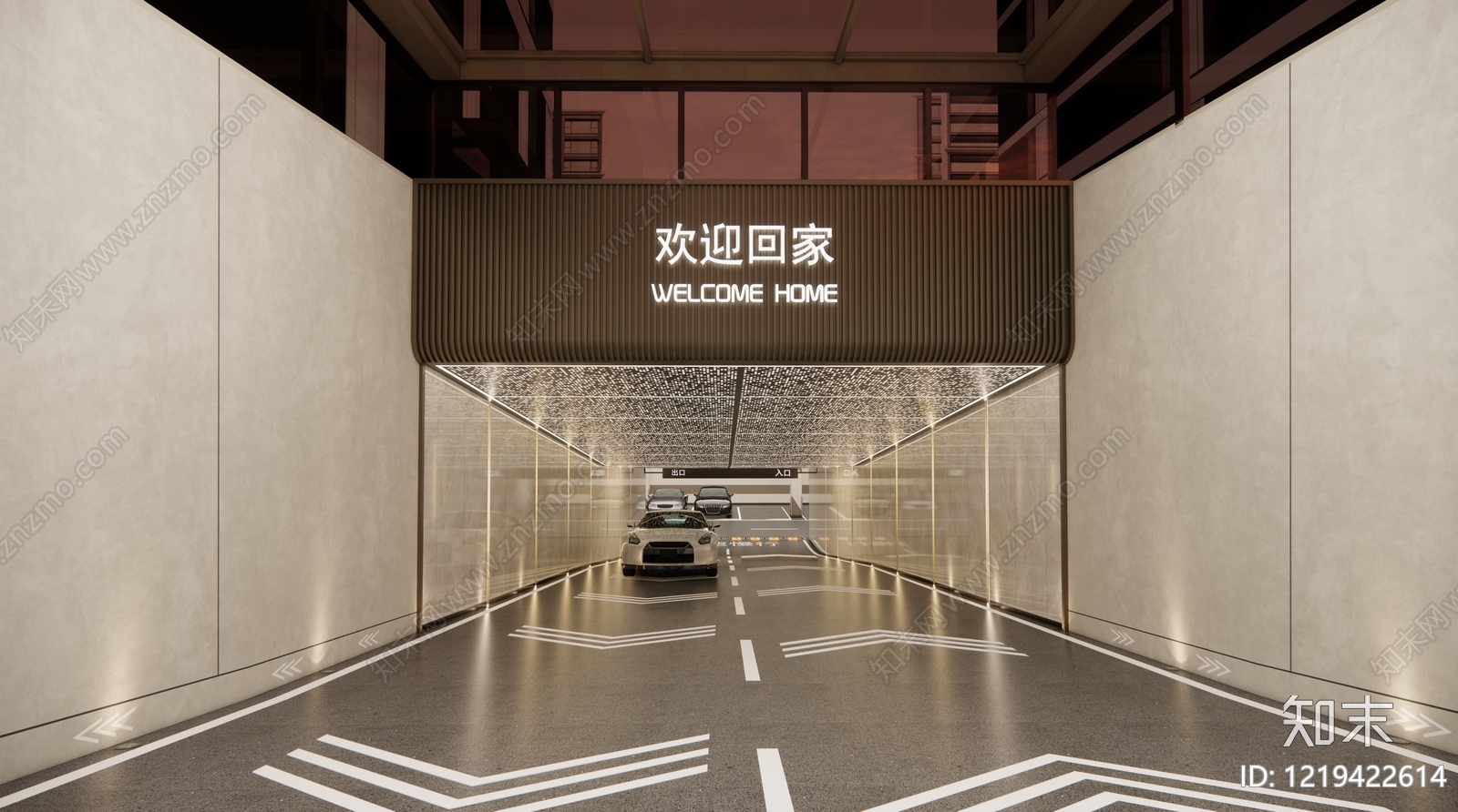 现代简约地下车库SU模型草图