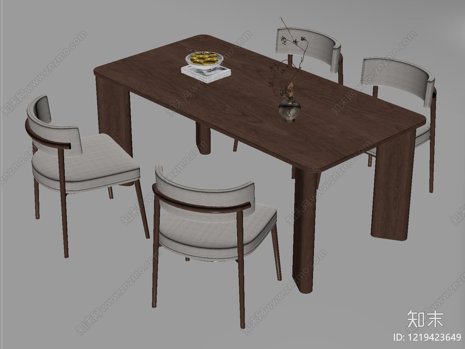 现代简约餐桌椅SU模型下载【ID:1219423649】