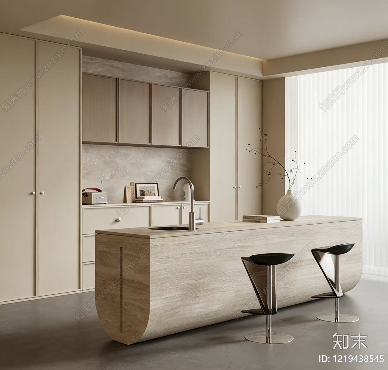 极简开放式厨房3D模型下载【ID:1219438545】