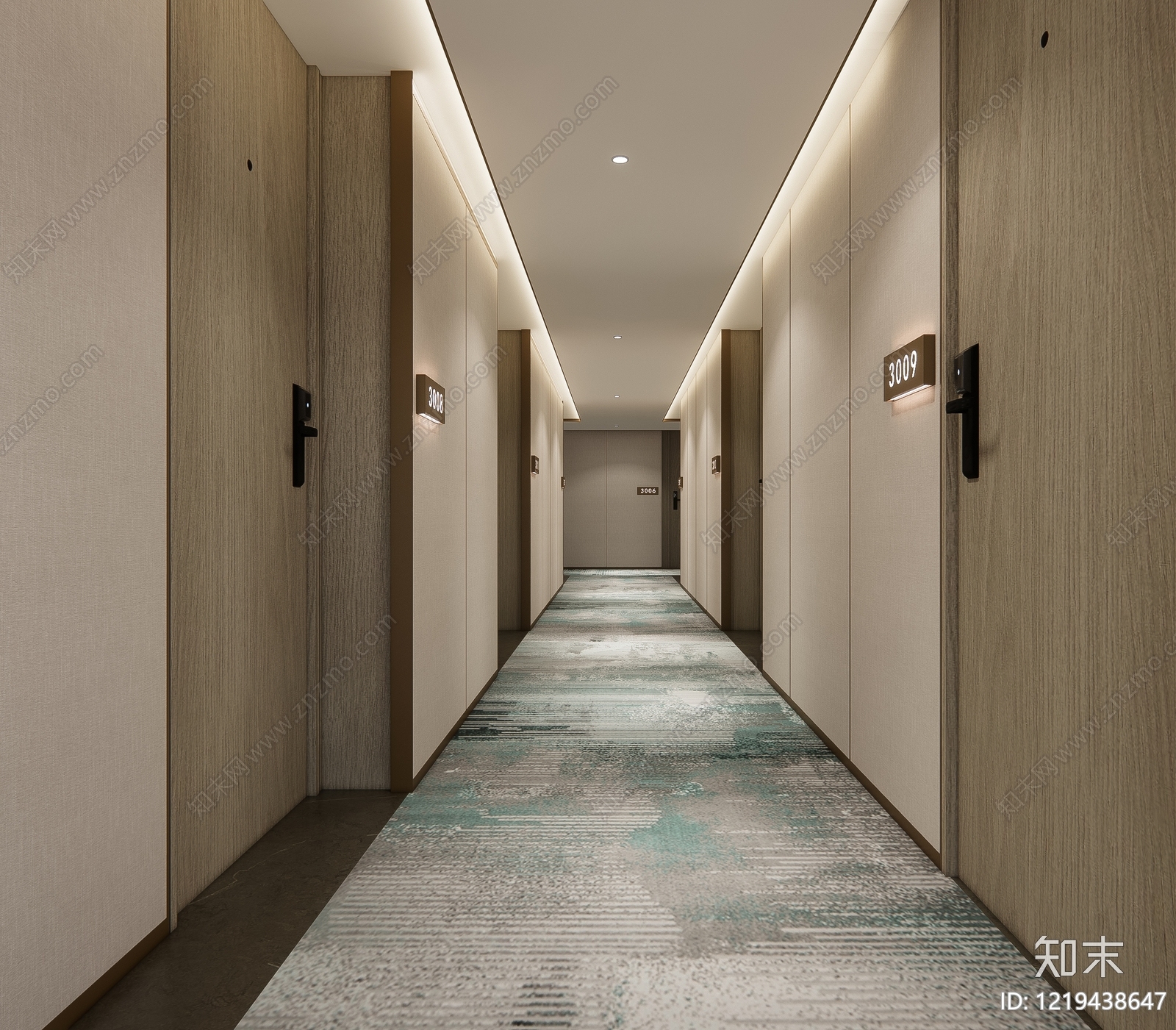 现代简约酒店走廊SU模型下载【ID:1219438647】