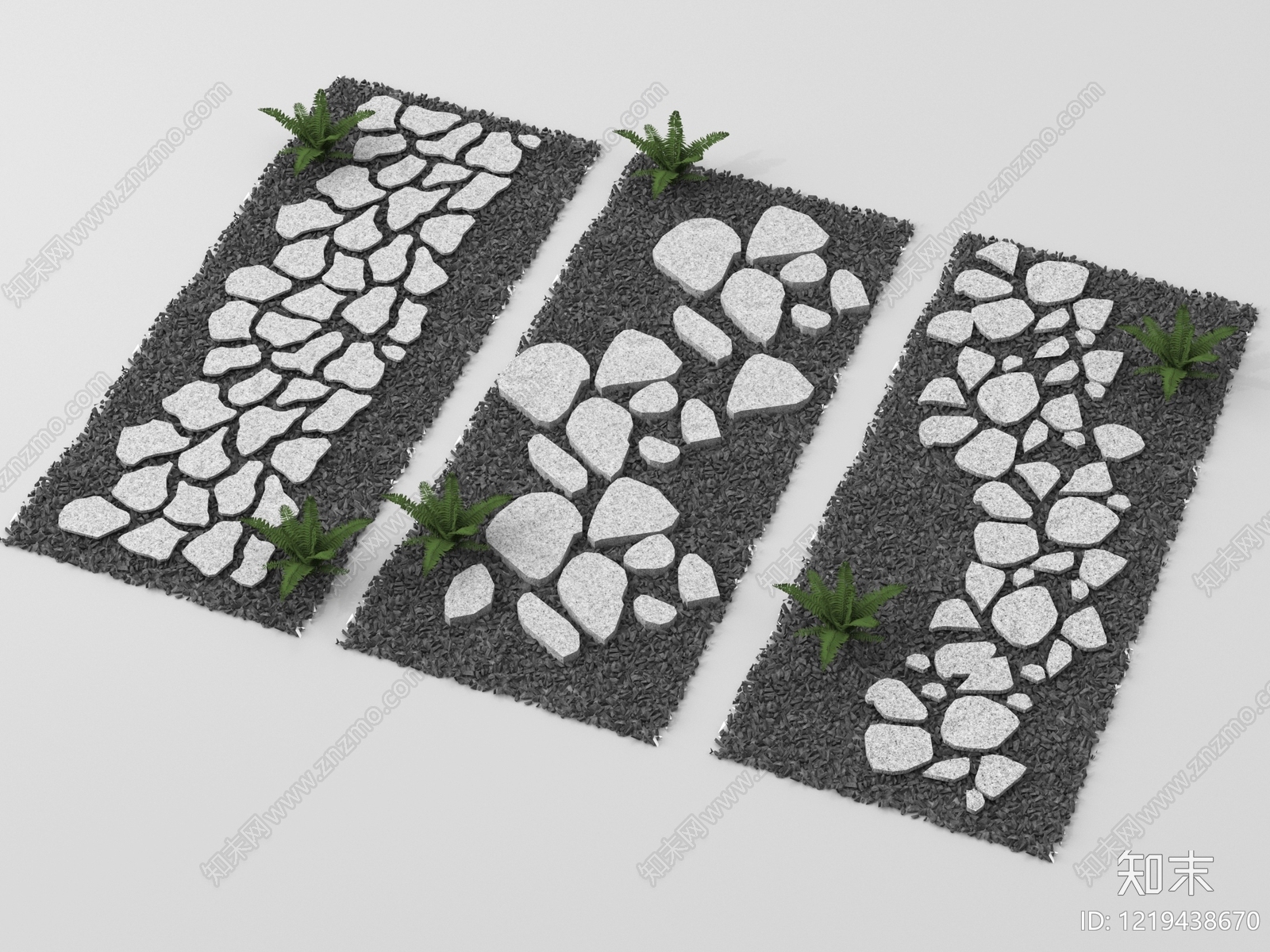 禅意景观庭院空间铺装3D模型下载【ID:1219438670】