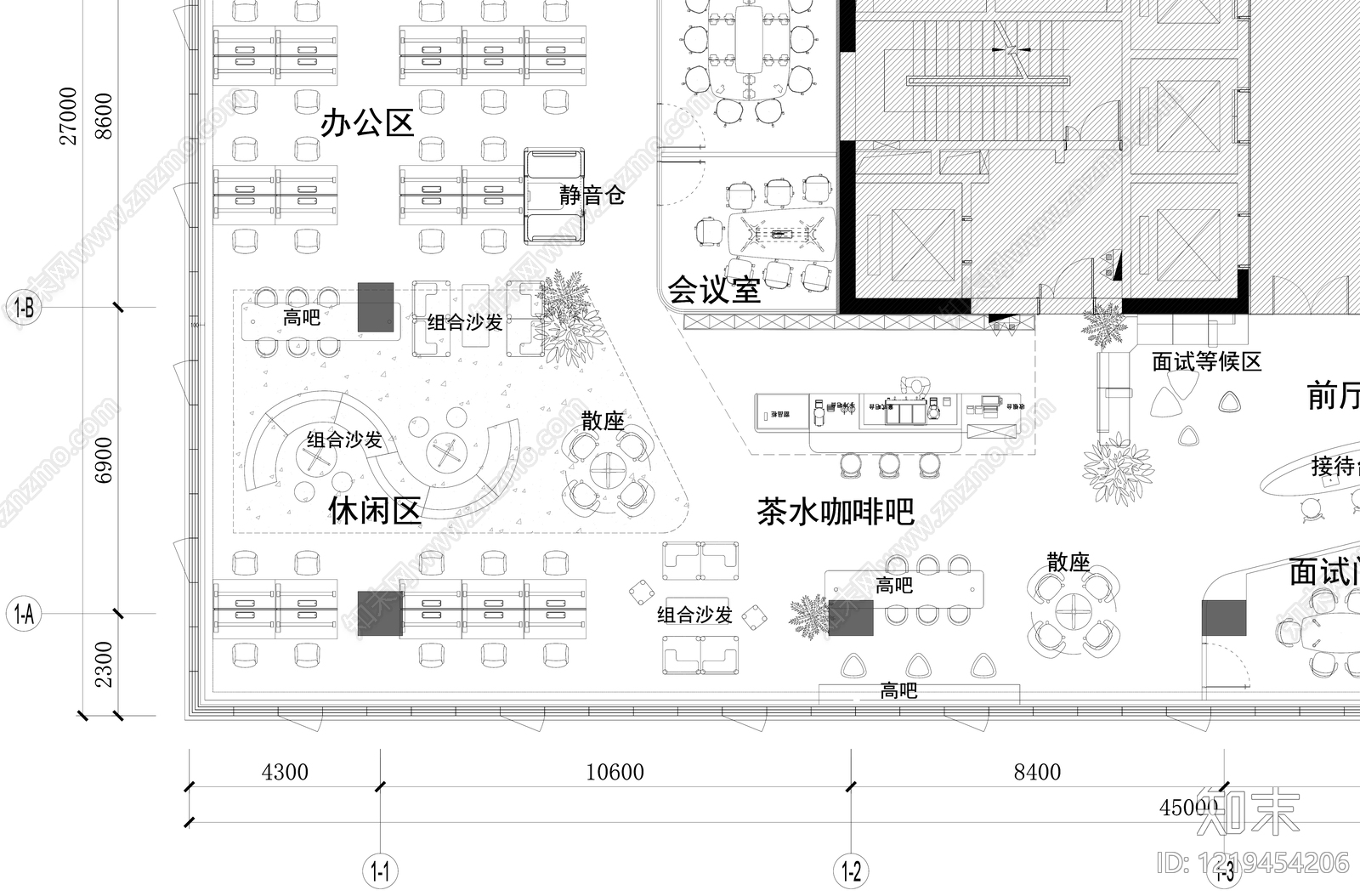 开放办公室cad施工图下载【ID:1219454206】