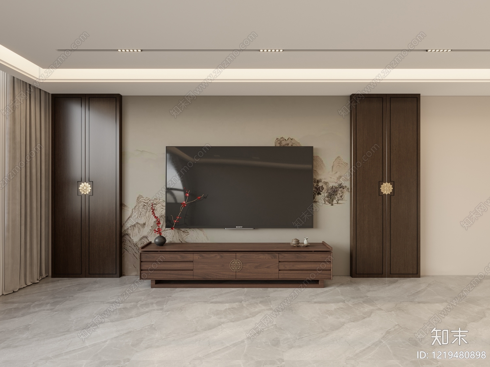 新中式家居客厅SU模型下载【ID:1219480898】