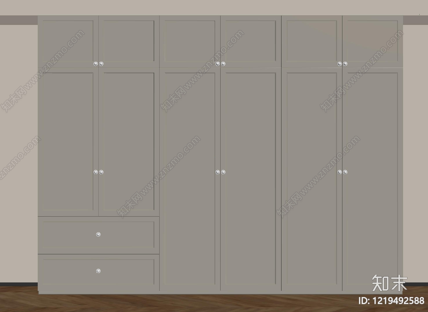 奶油风衣柜SU模型下载【ID:1219492588】