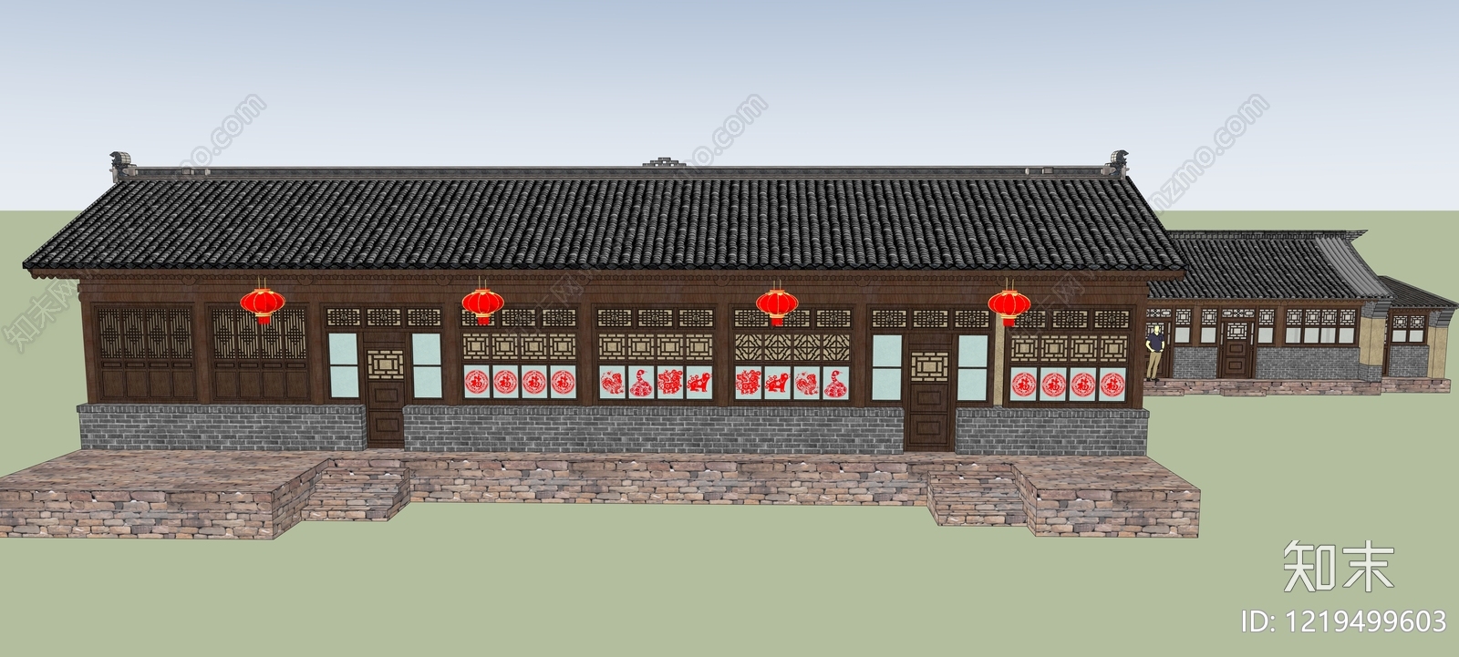 中式乡村民房SU模型下载【ID:1219499603】