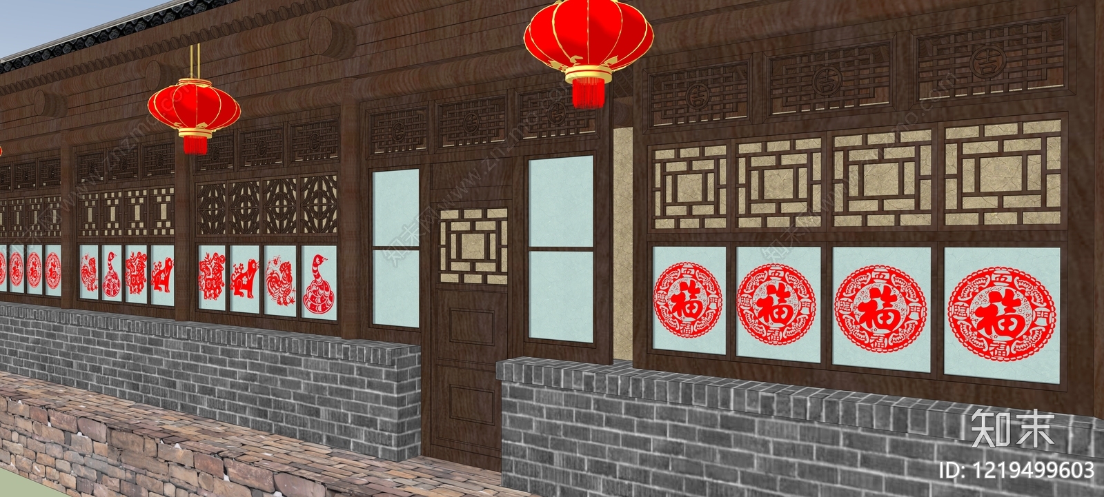 中式乡村民房SU模型下载【ID:1219499603】