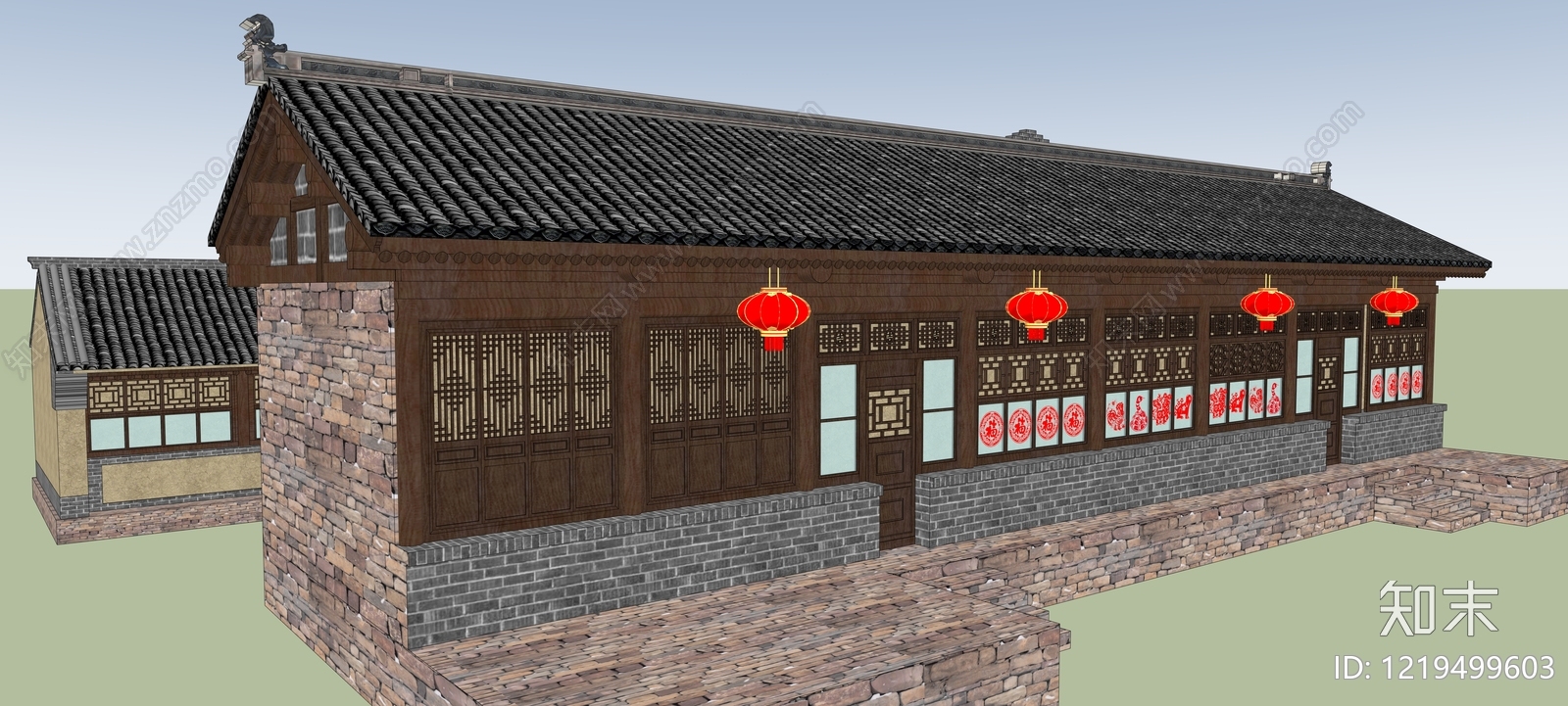 中式乡村民房SU模型下载【ID:1219499603】