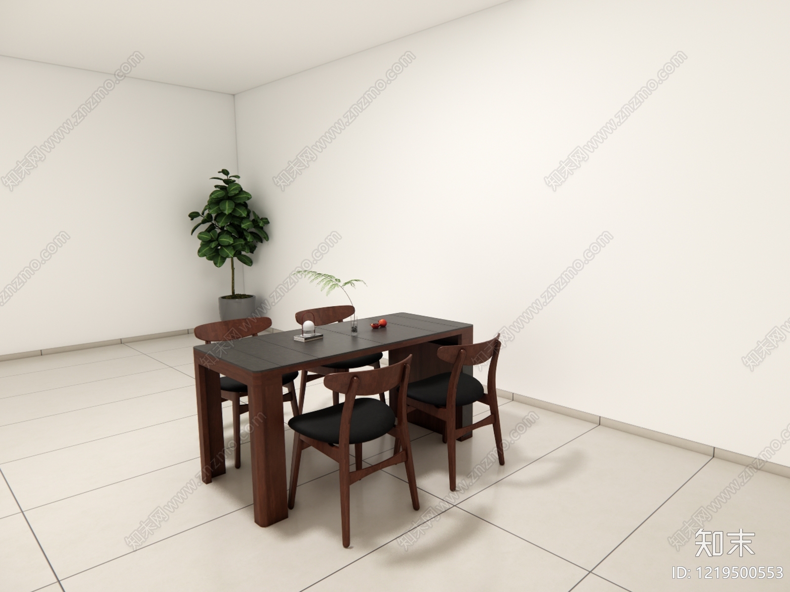 现代简约餐桌椅SU模型下载【ID:1219500553】