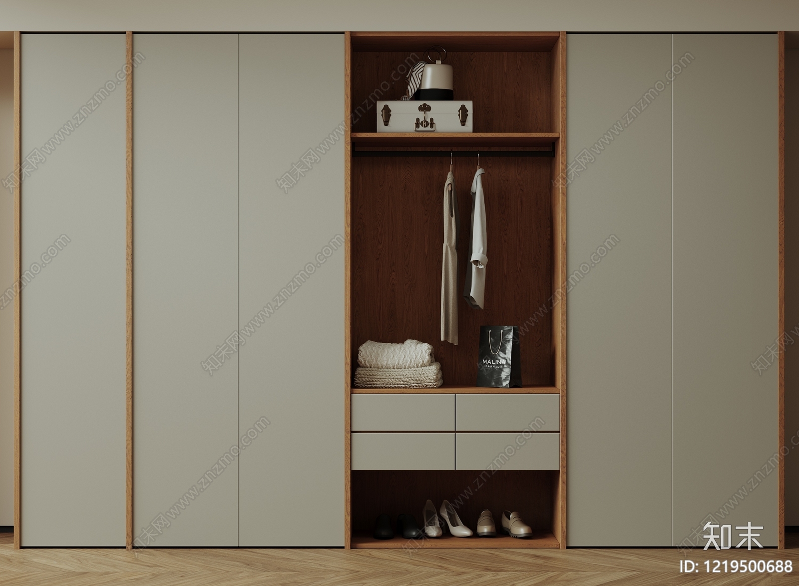 现代简约衣柜3D模型下载【ID:1219500688】