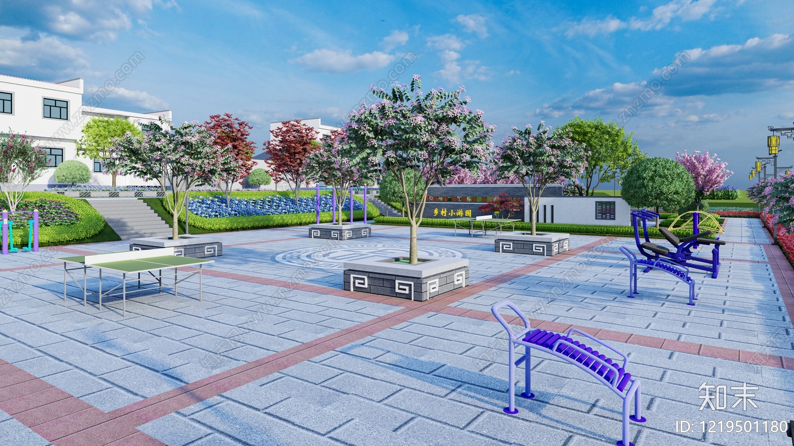 新中式乡村公园SU模型下载【ID:1219501180】