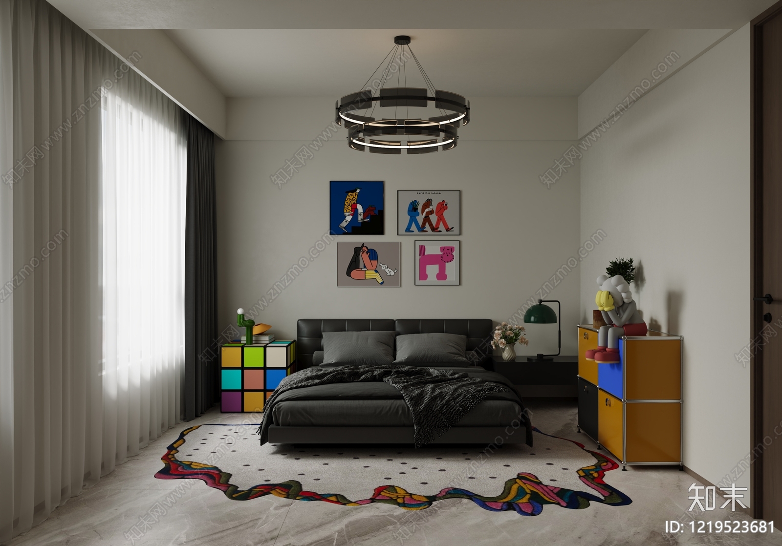 现代简约家居卧室3D模型下载【ID:1219523681】