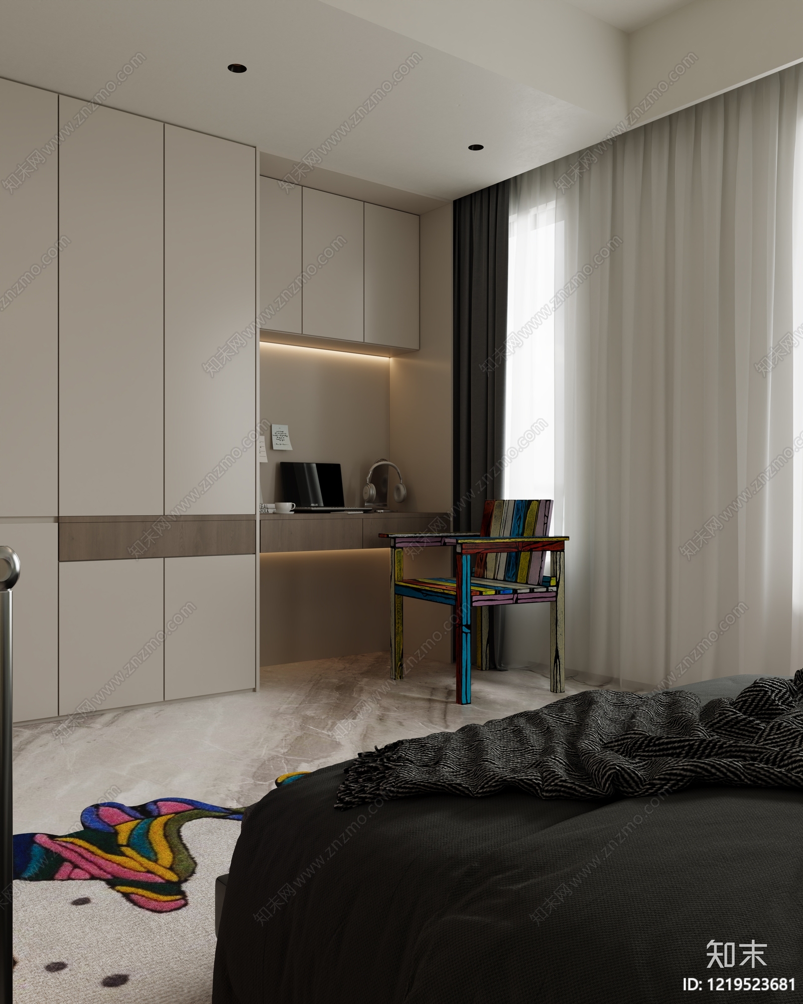 现代简约家居卧室3D模型下载【ID:1219523681】