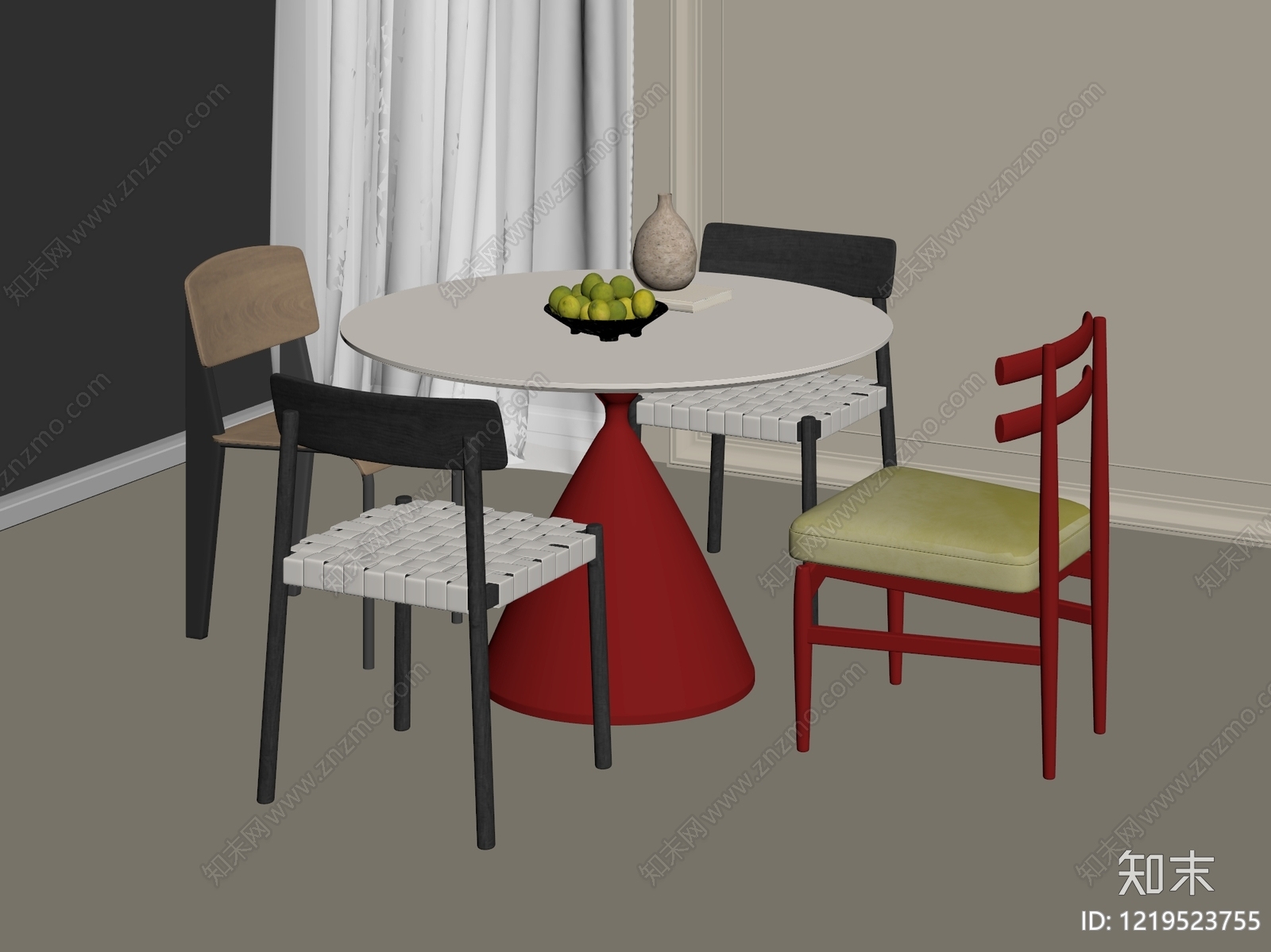 现代简约餐桌椅SU模型下载【ID:1219523755】