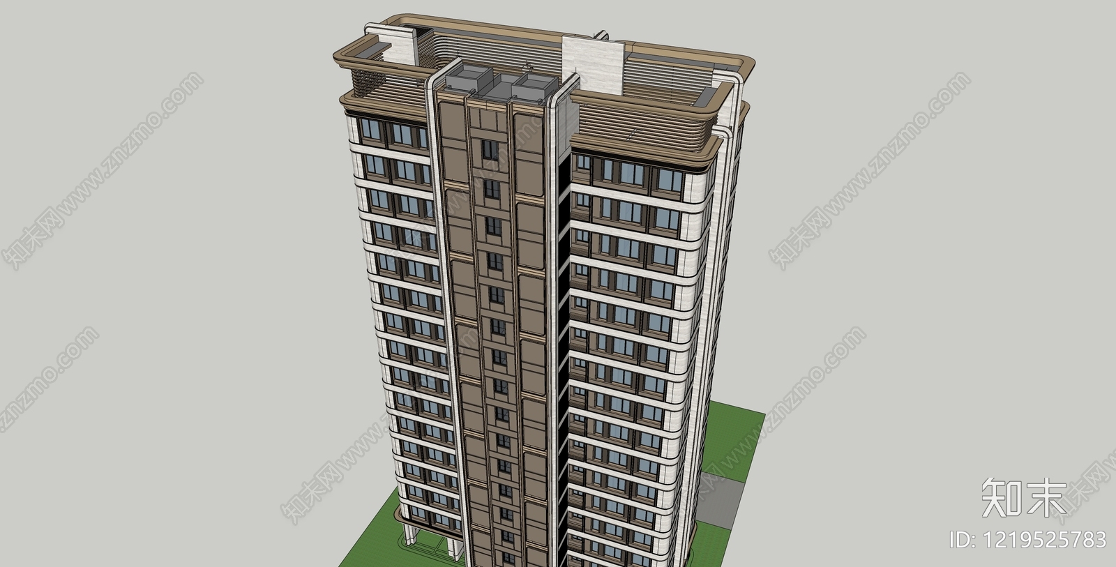 现代主义高层住宅SU模型下载【ID:1219525783】