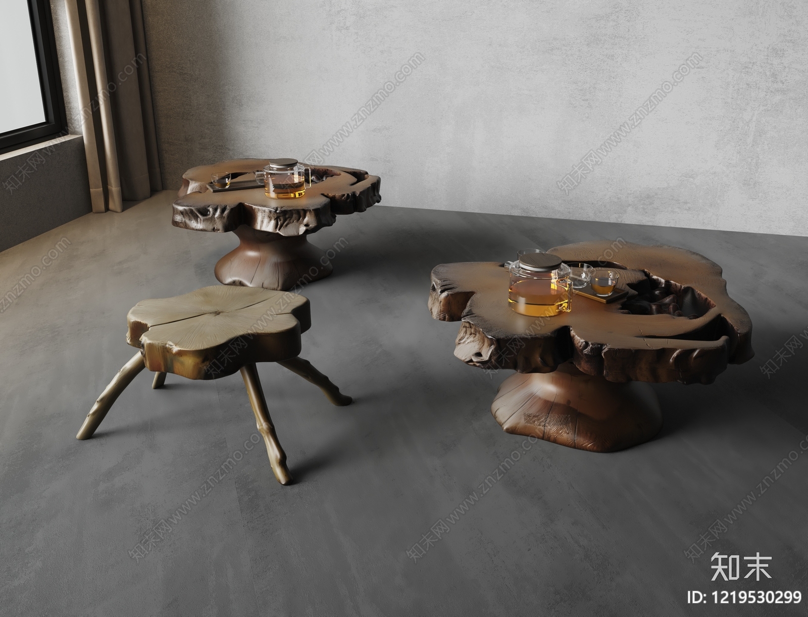 侘寂茶几3D模型下载【ID:1219530299】