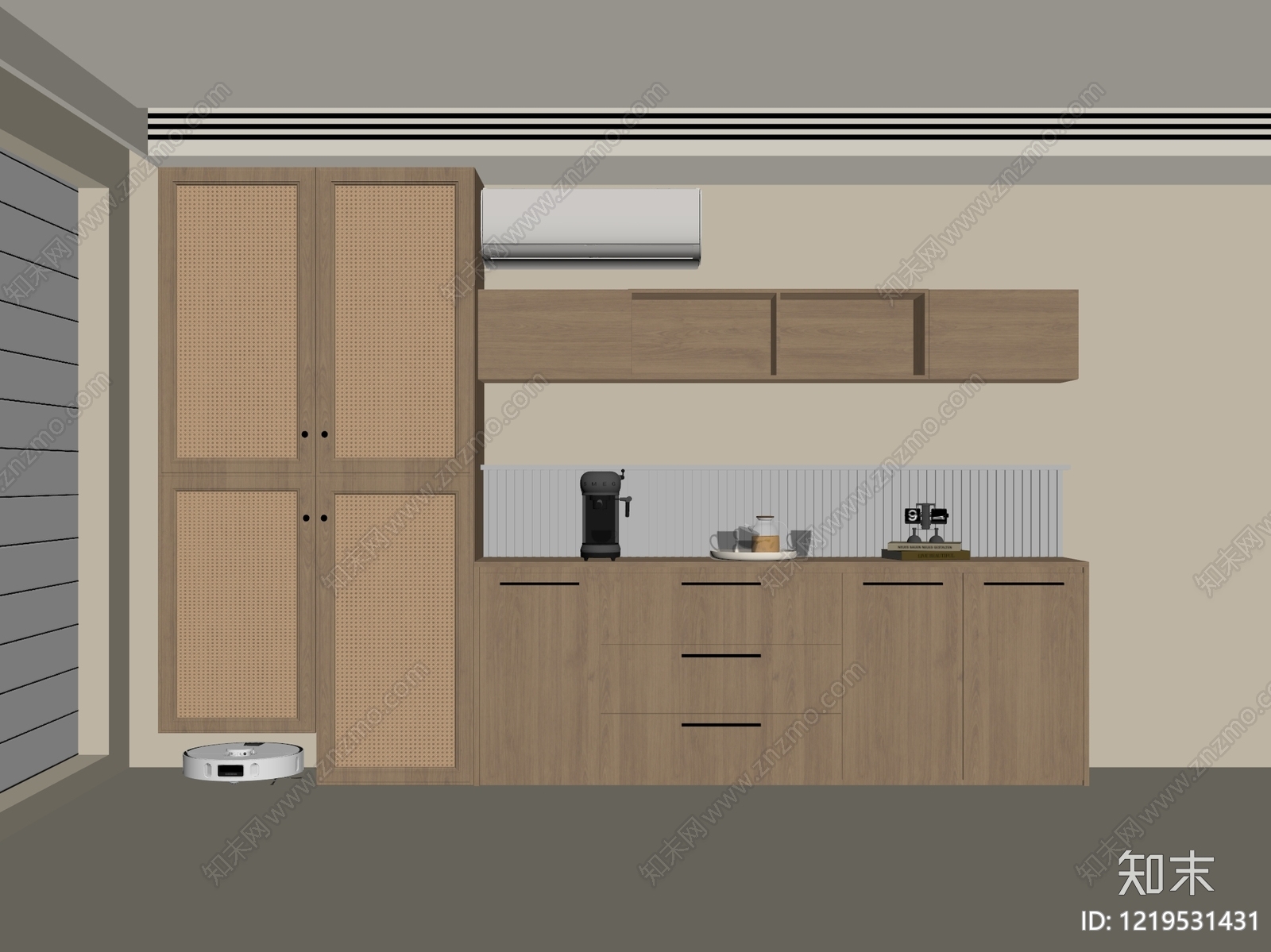 日式餐边柜3D模型下载【ID:1219531431】
