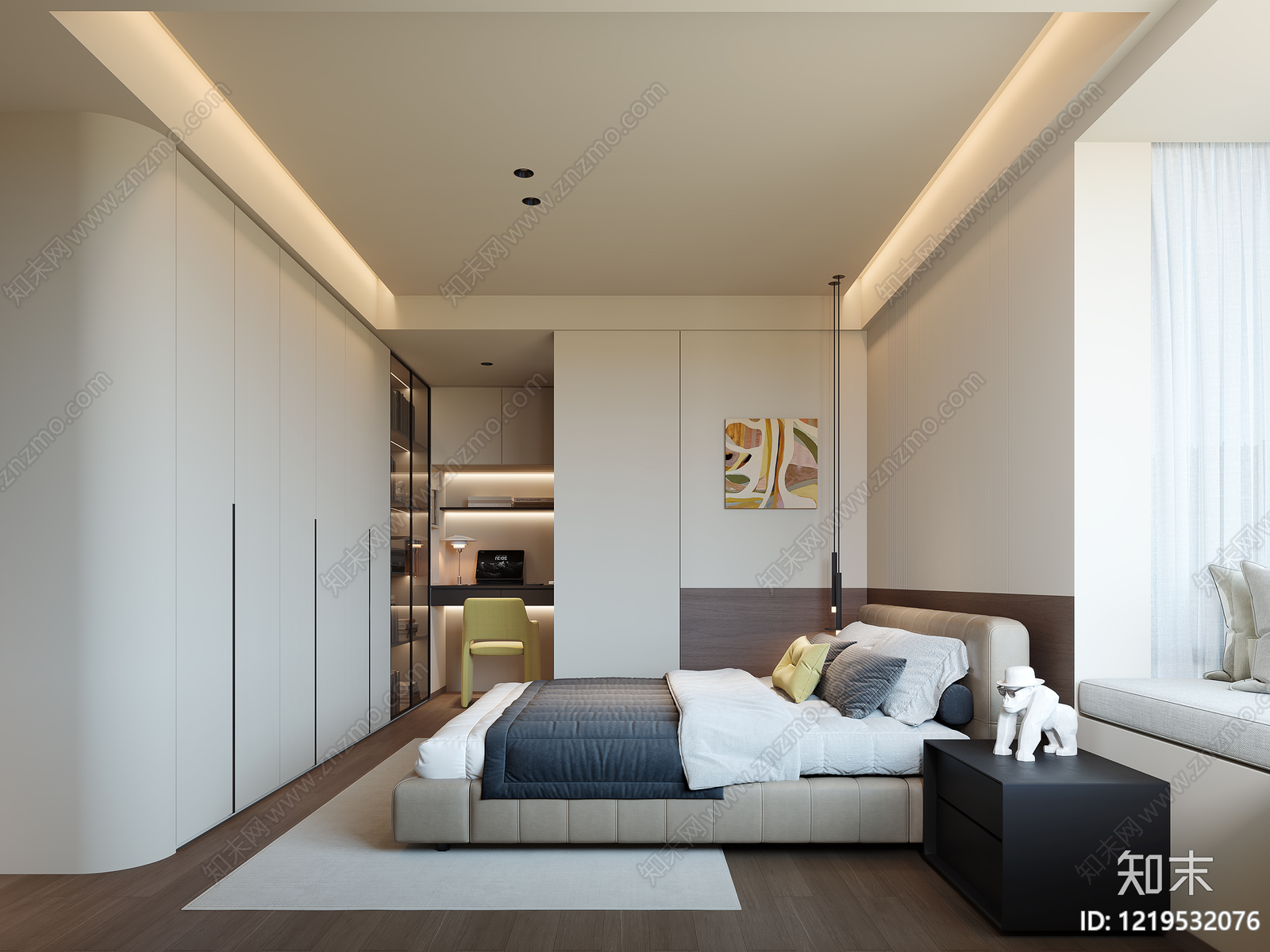 现代简约家居卧室SU模型下载【ID:1219532076】
